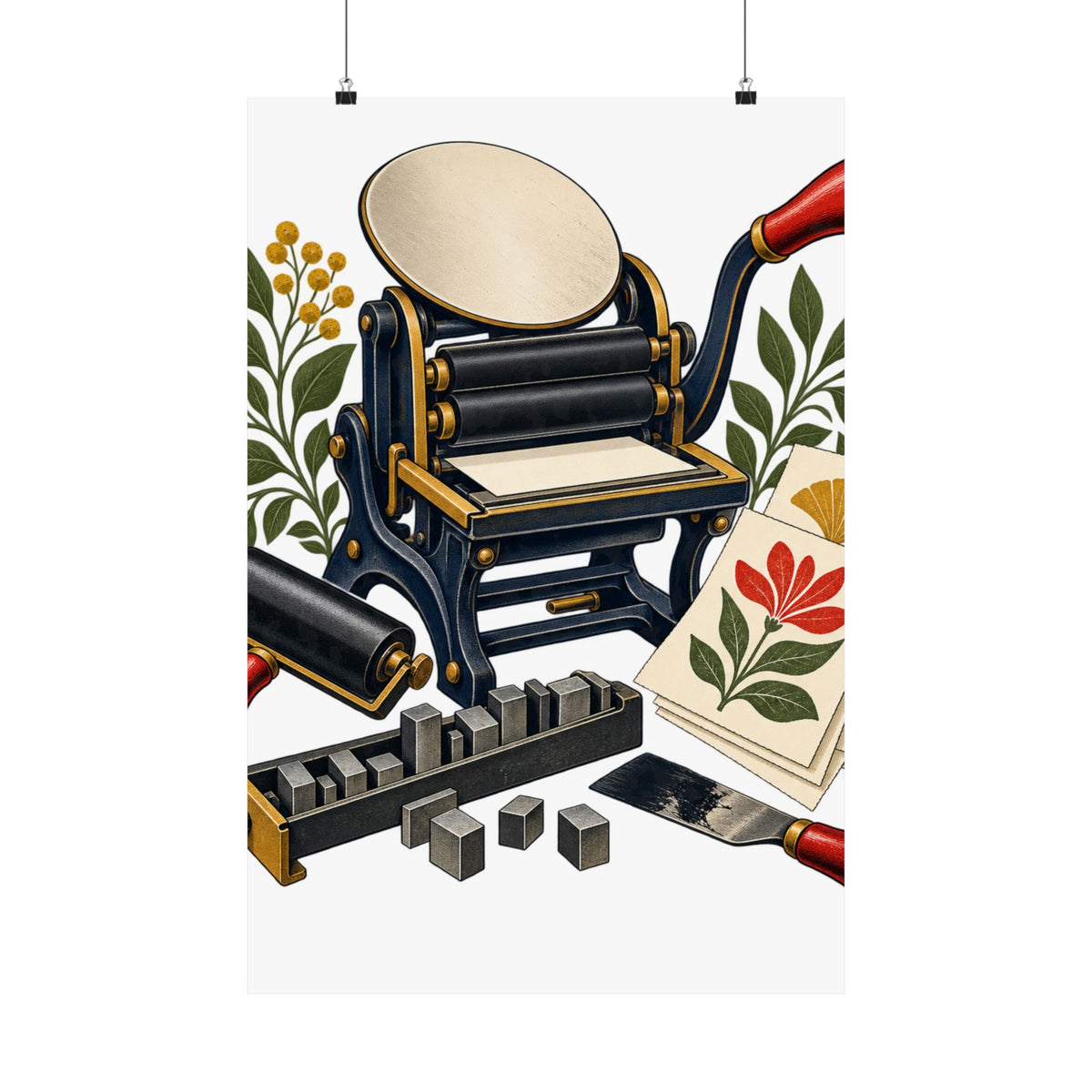 Botanical Letterpress Printshop Poster