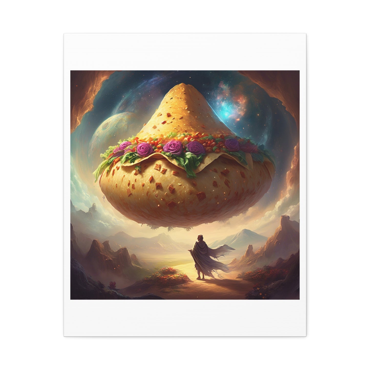 Cosmic Taco Planetoid Surreal Food Fantasy Art Canvas
