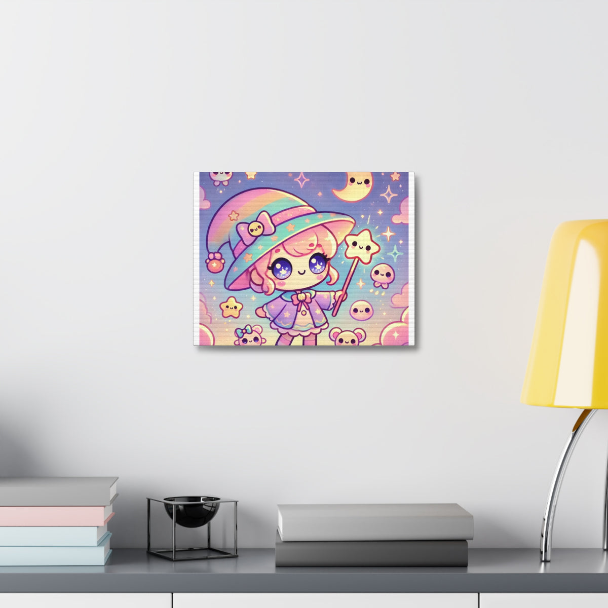 Kawaii Moon Wand Pastel Fantasy Canvas Wall Art