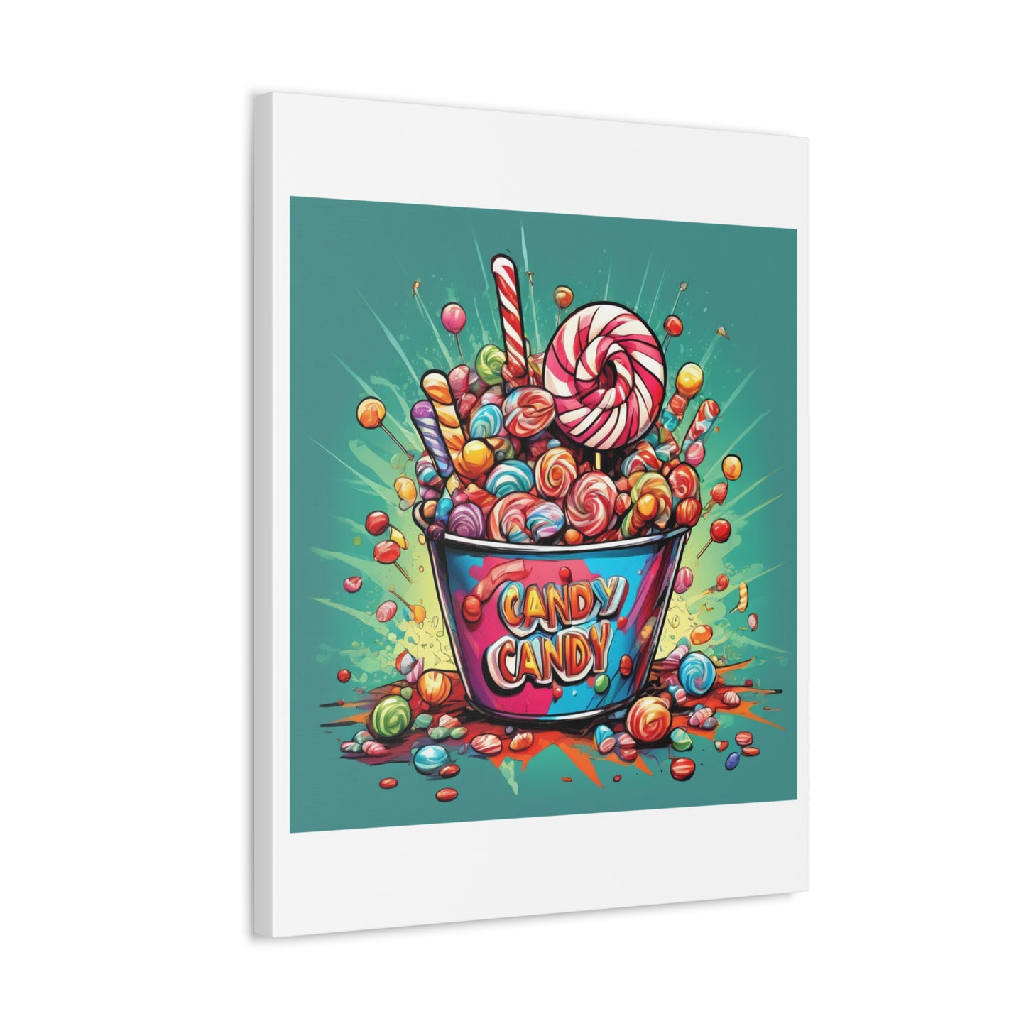 Holiday Candy Bucket Sweets Gift Art Canvas