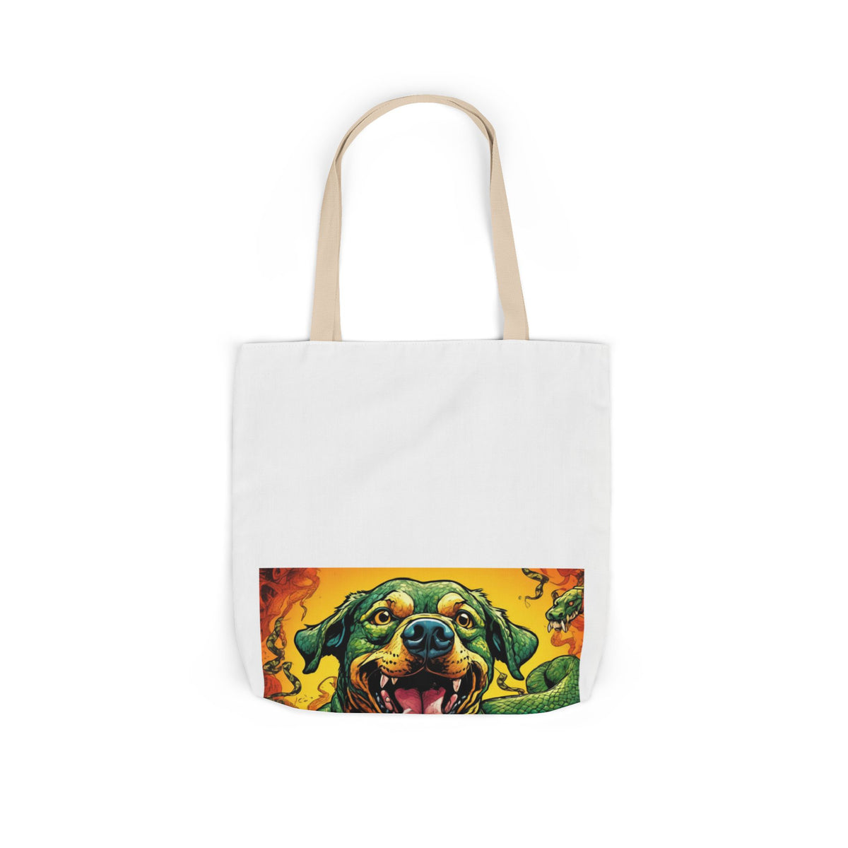 Surreal Serpent Hound Dark Fantasy Canvas Tote Bag