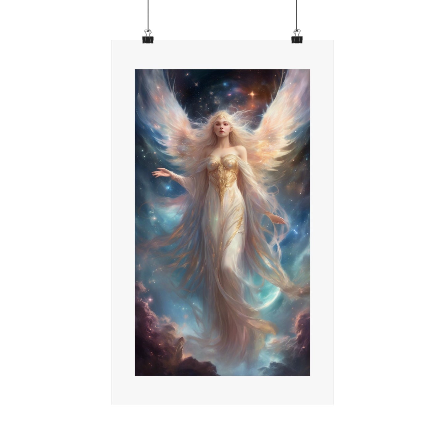 Celestial Winged Heroine Fantasy Portrait Poster