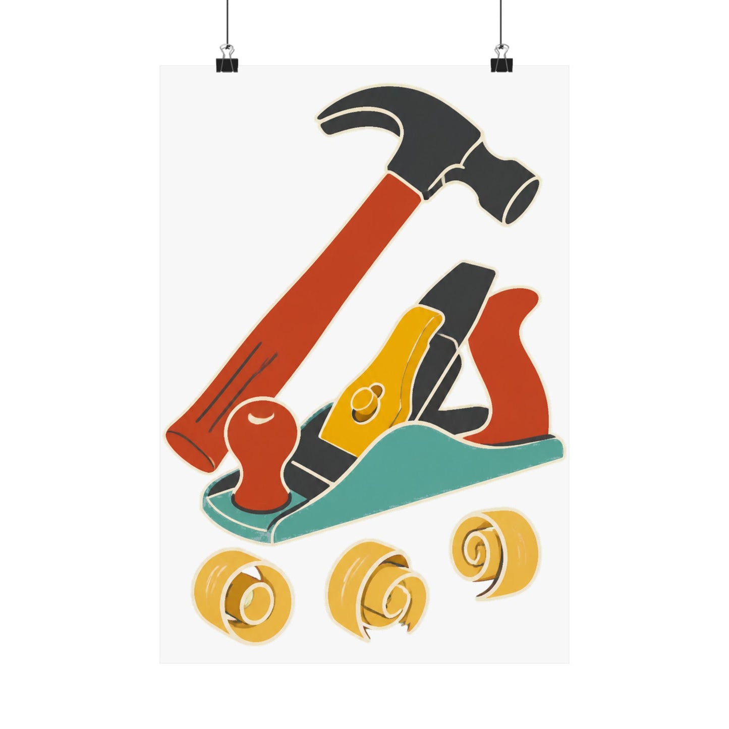 Carpenter Hammer Hand Plane Woodworking Art Poster
