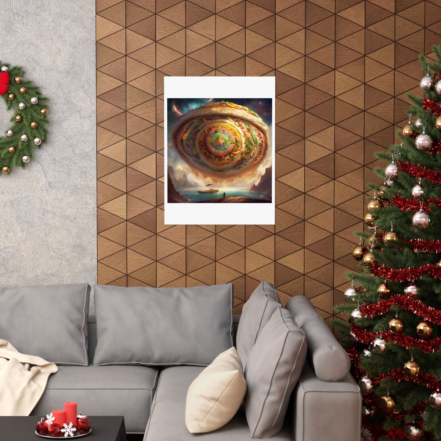 Cosmic Taco Portal Surreal Food Fantasy Art Poster
