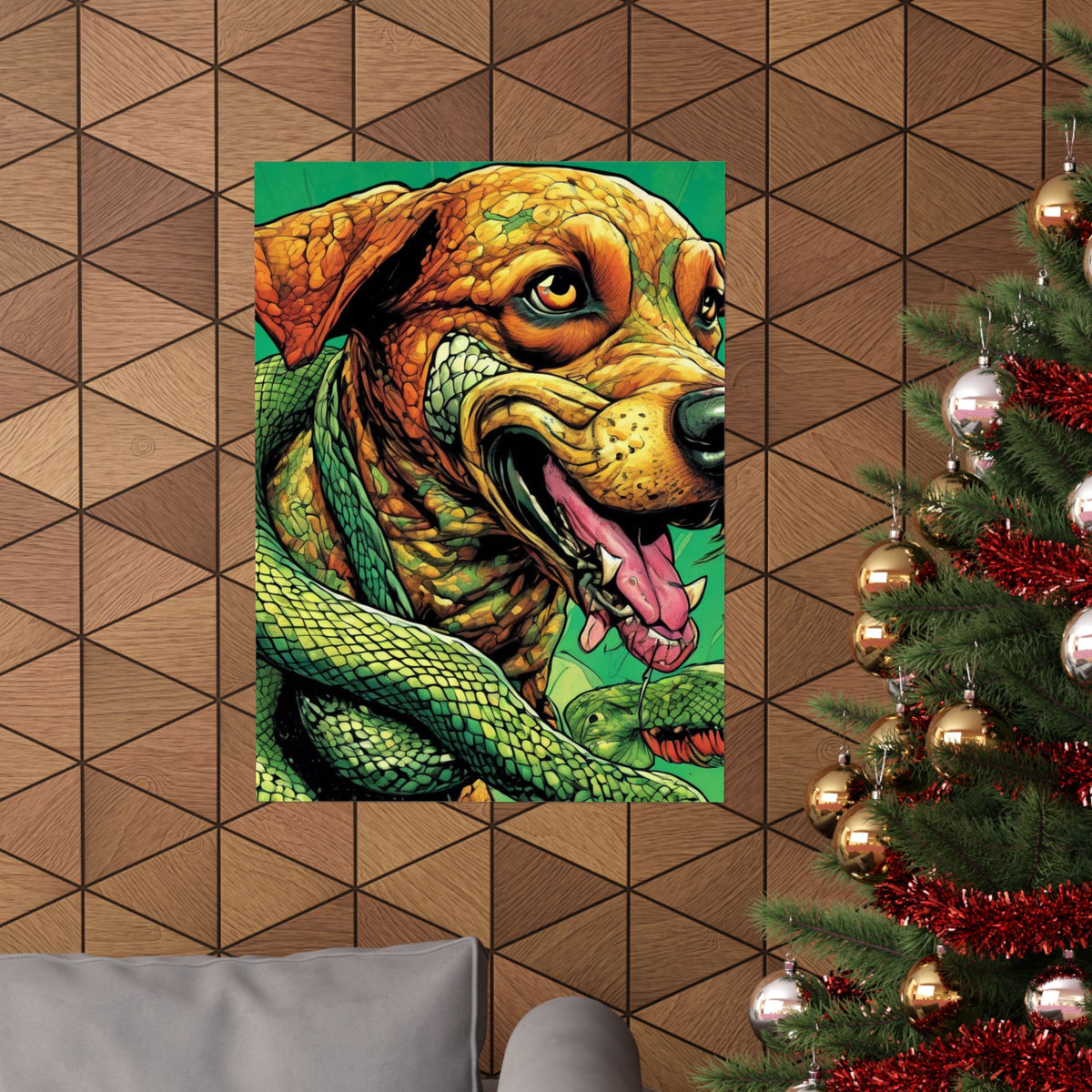 Serpent Guardian Dog Bold Fantasy Creature Art Poster