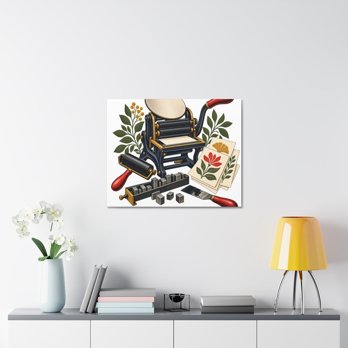 Botanical Letterpress Printshop Canvas