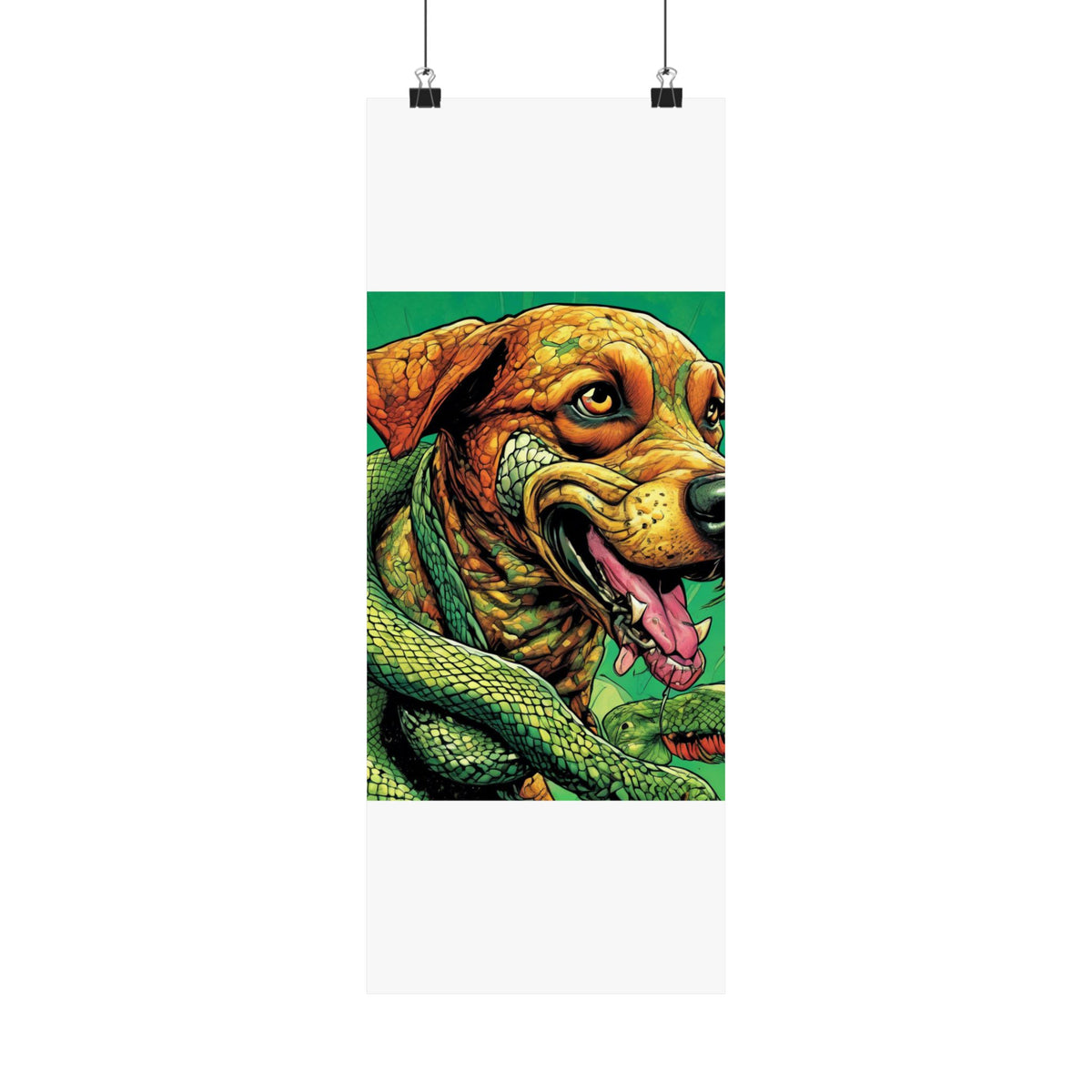 Serpent Guardian Dog Bold Fantasy Creature Art Poster