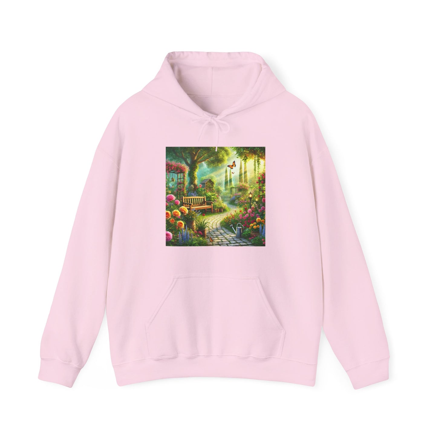 Sunlit Spring Flower Garden Bench Hoodie