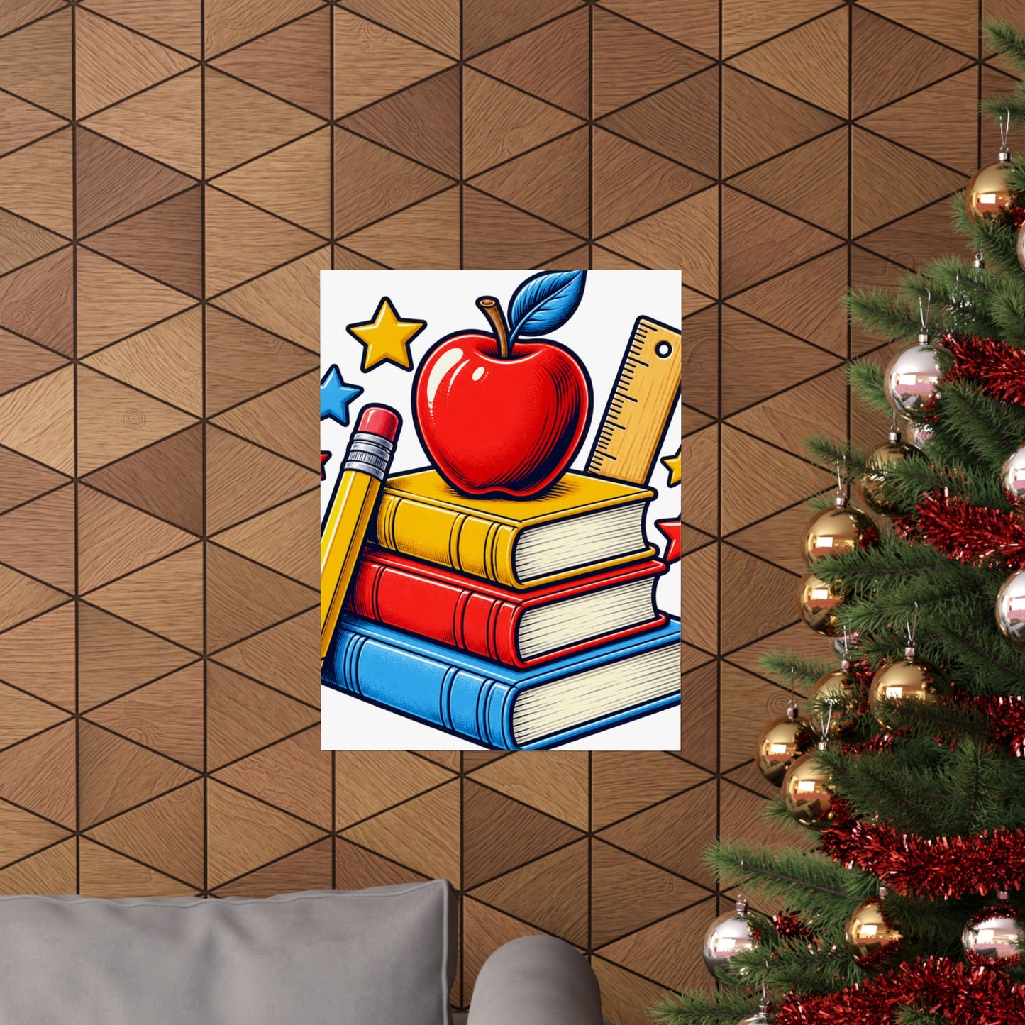 Retro School Books Apple Teacher Appreciation Art Poster