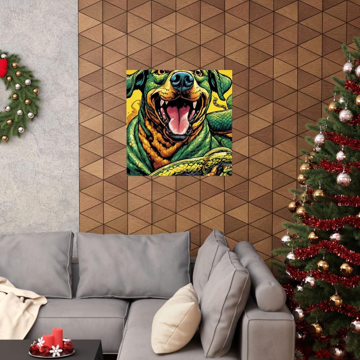 Surreal Serpent Hound Dark Fantasy Wall Art Poster