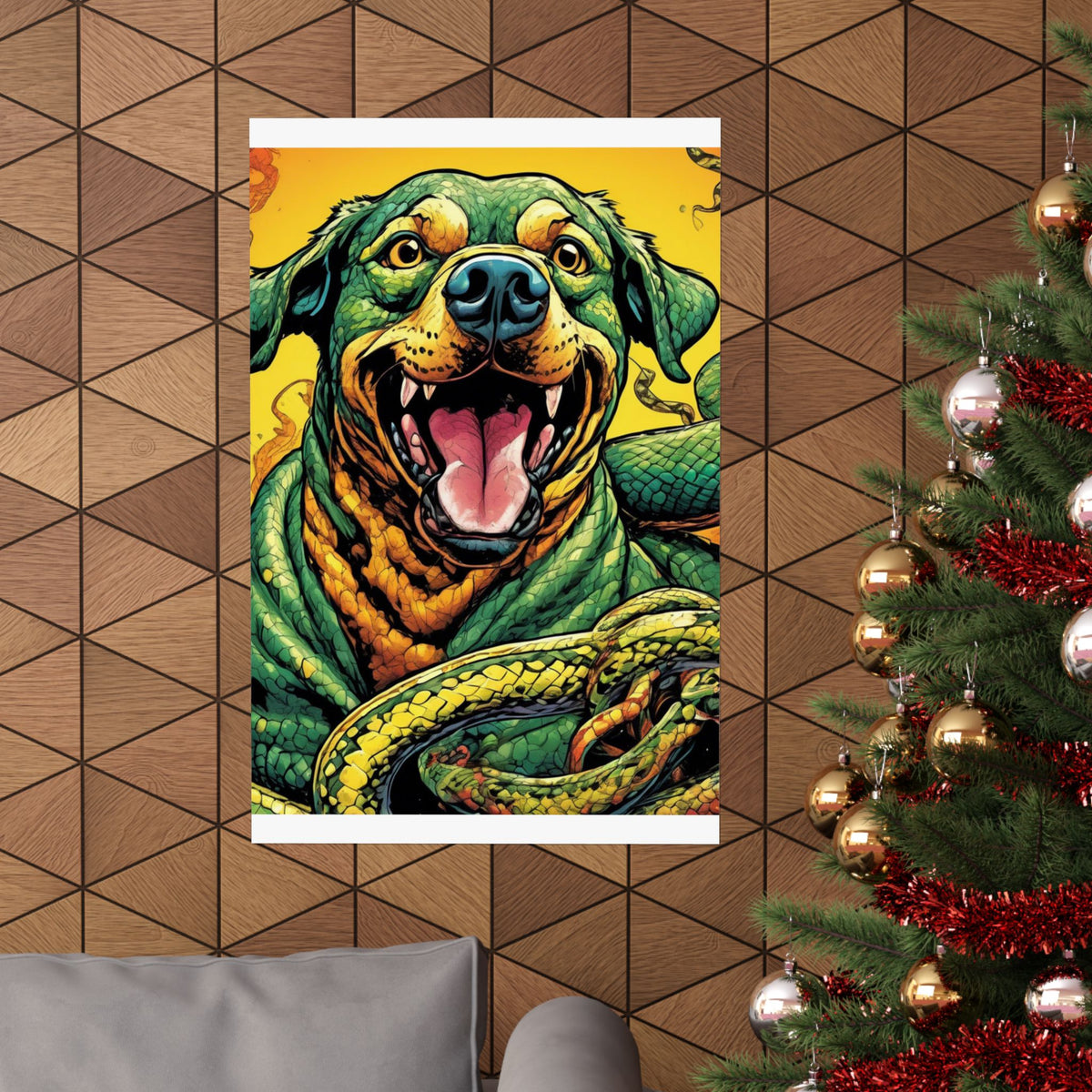 Surreal Serpent Hound Dark Fantasy Wall Art Poster