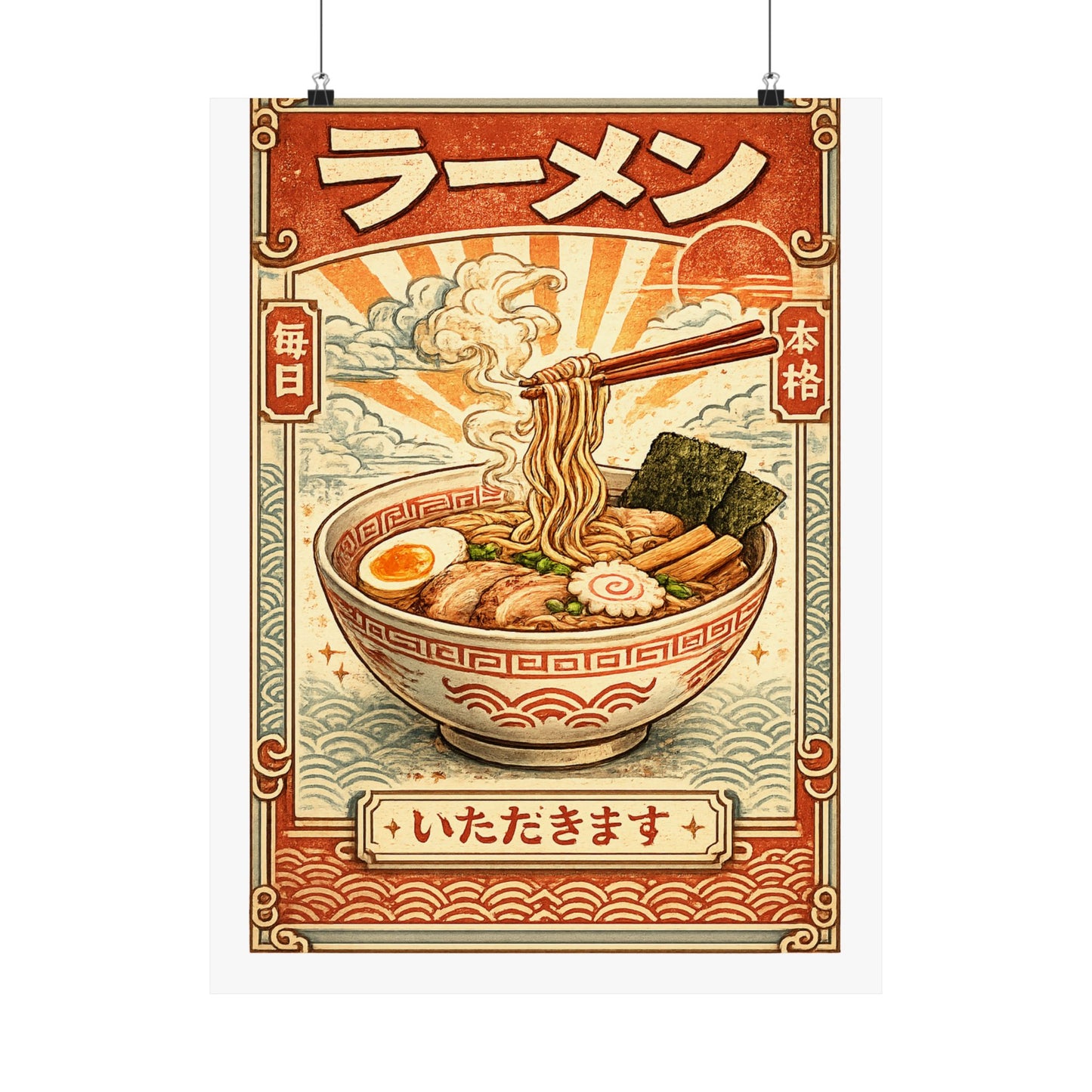 Vintage Ramen Bowl Japanese Food Art Poster