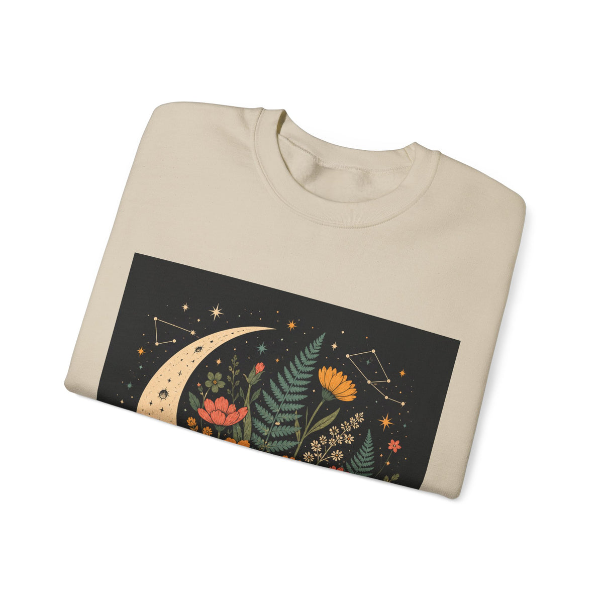 Celestial Wildflower Moon Botanical Art Sweatshirt