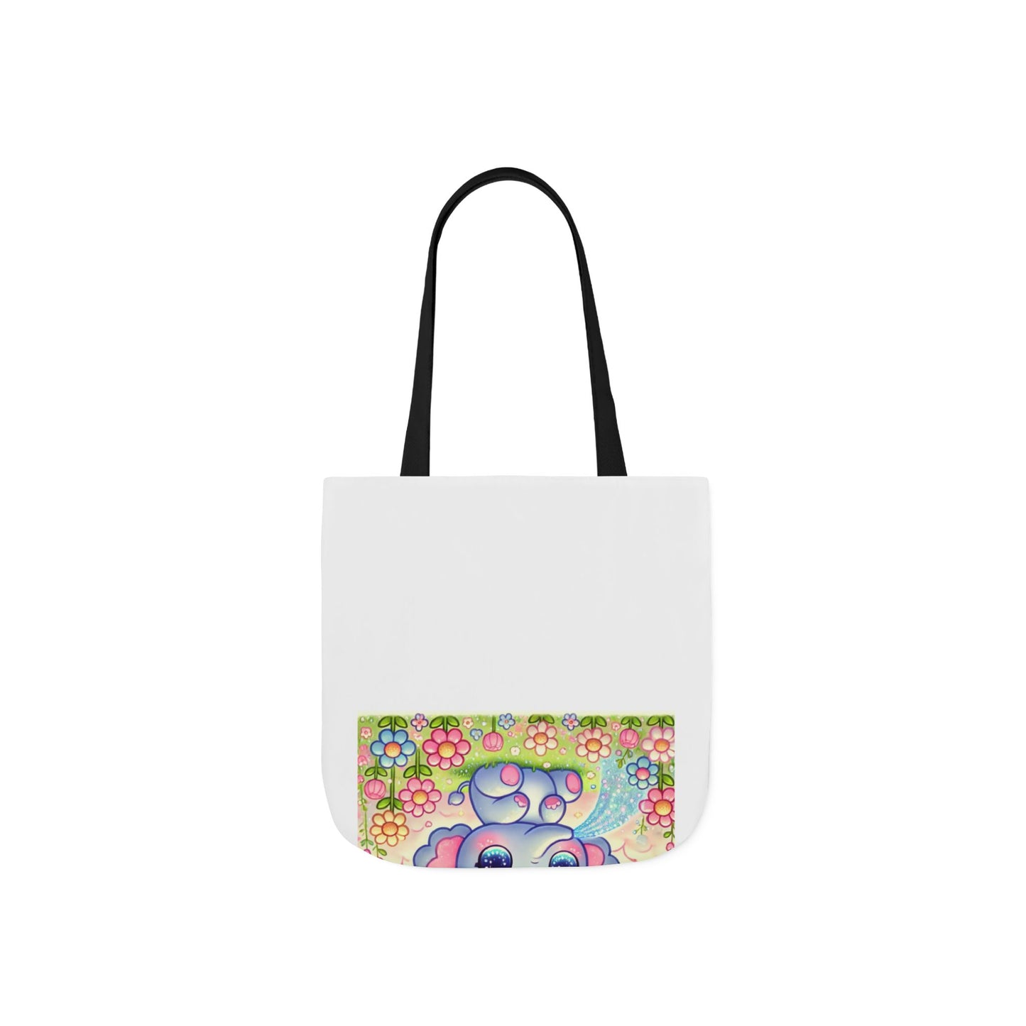 Pastel Rainbow Baby Elephant Floral Canvas Tote Bag