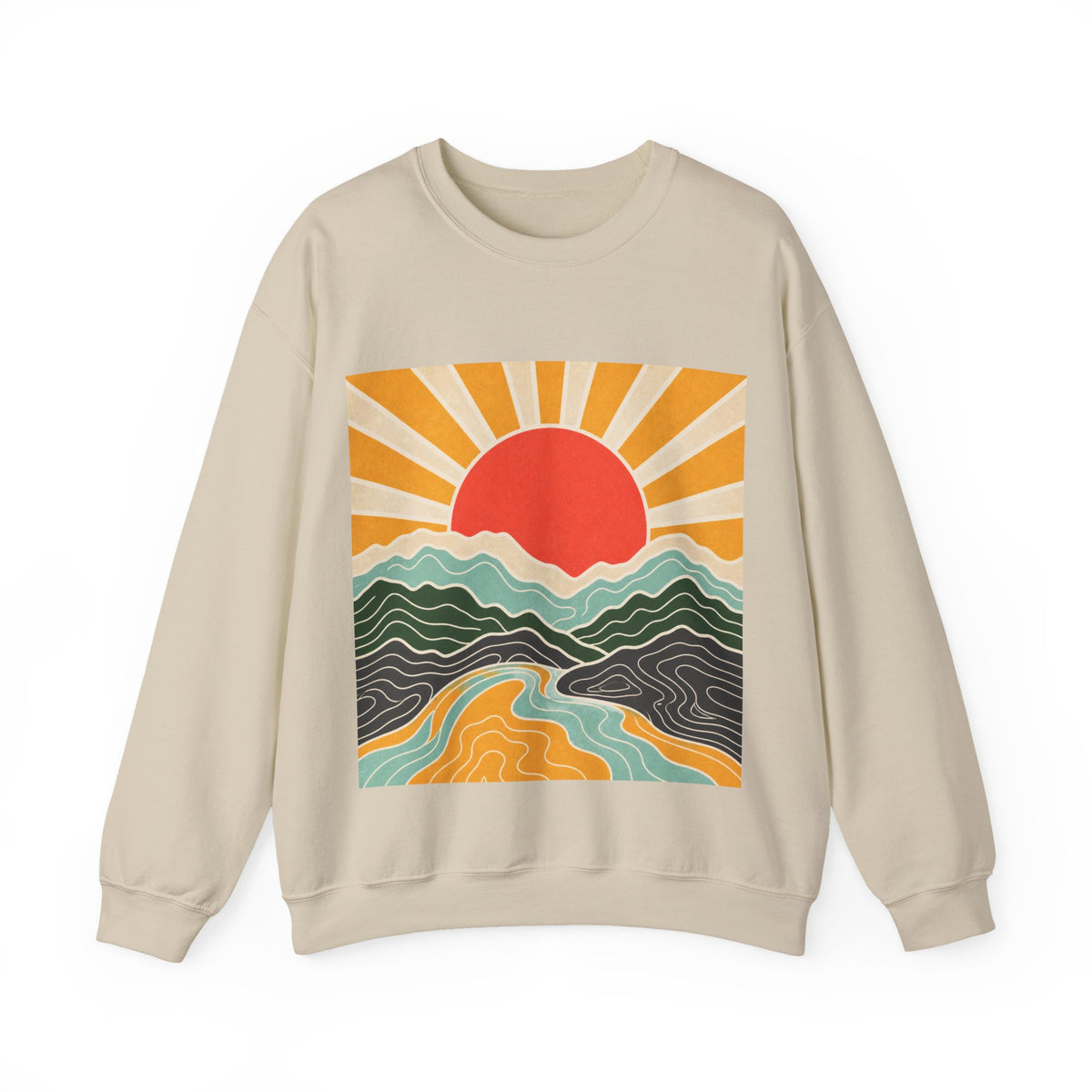 Topographic Sunrise Modern Outdoor Art Sweatshirt
