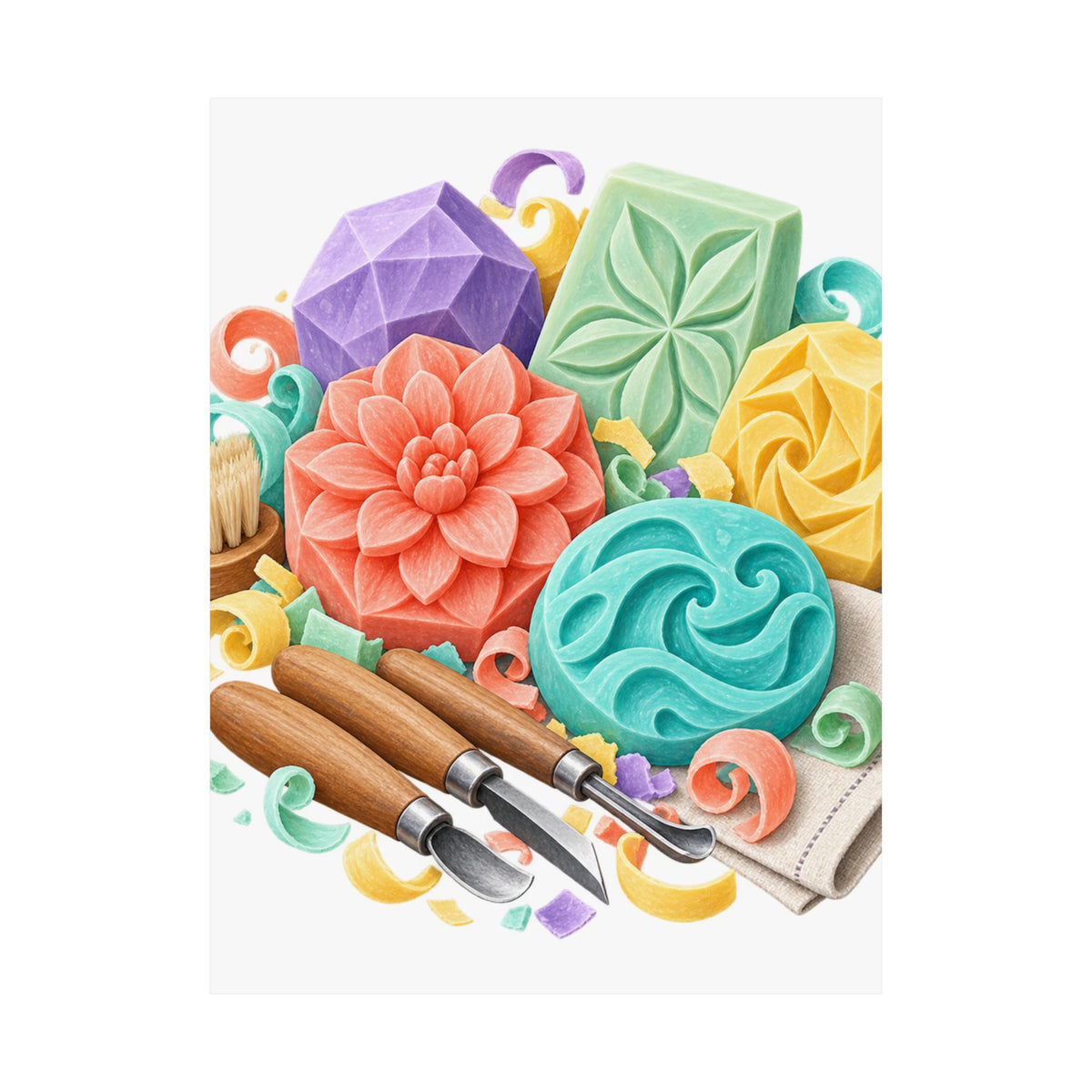 Colorful Soap Carving Workshop Poster
