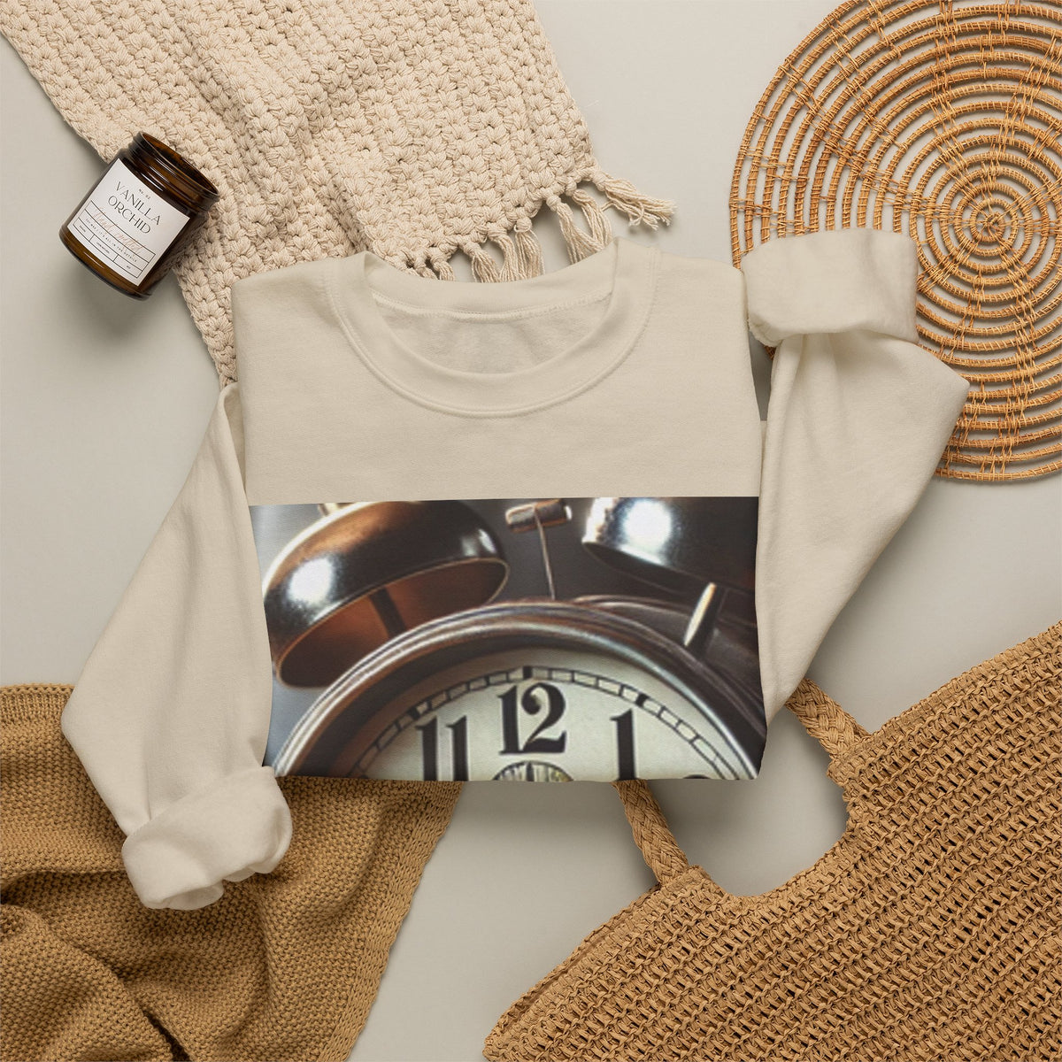 Vintage Alarm Clock Morning Routine Soft Sweatshirt