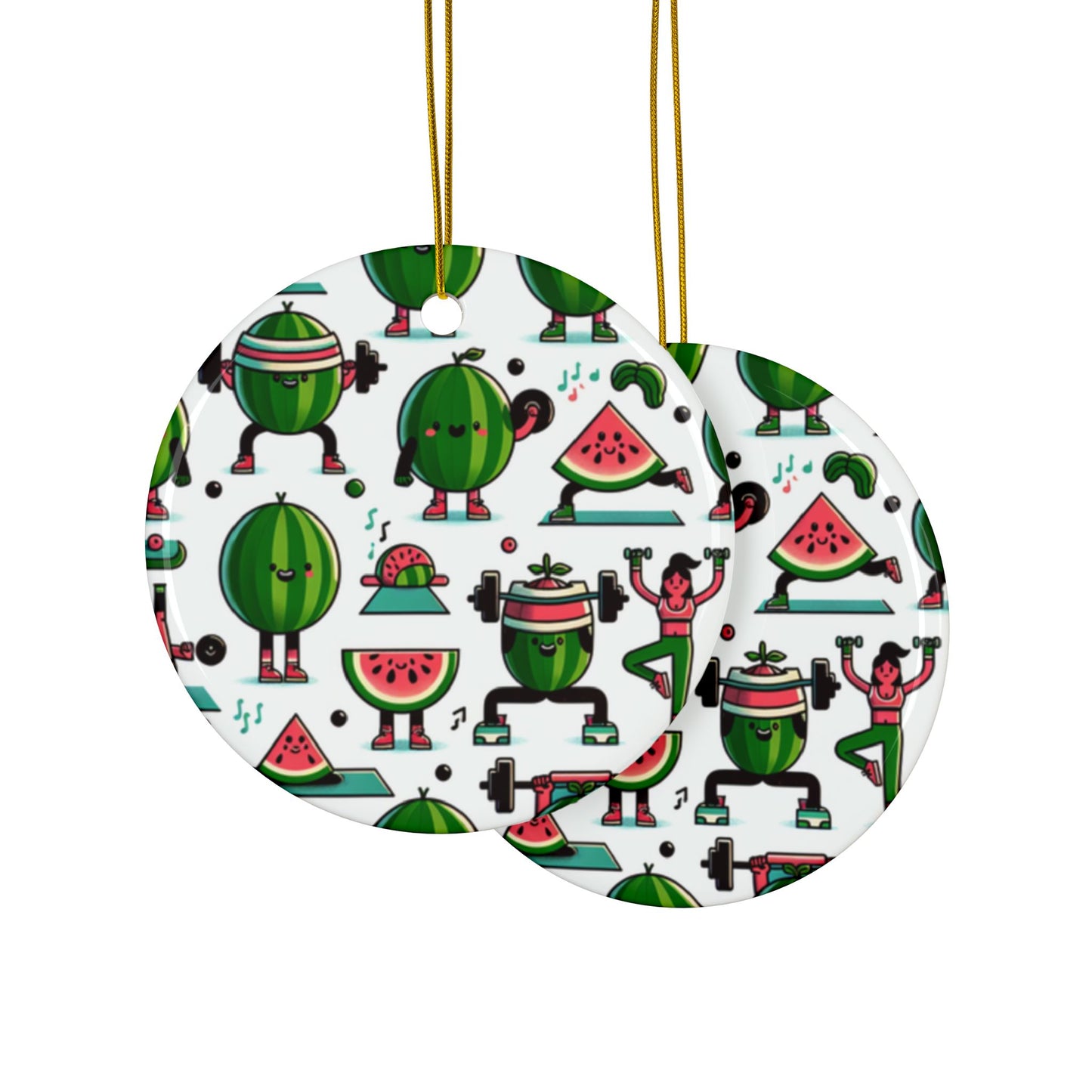 Watermelon Workout Club Ceramic Ornament, Holiday Keepsake and Gift