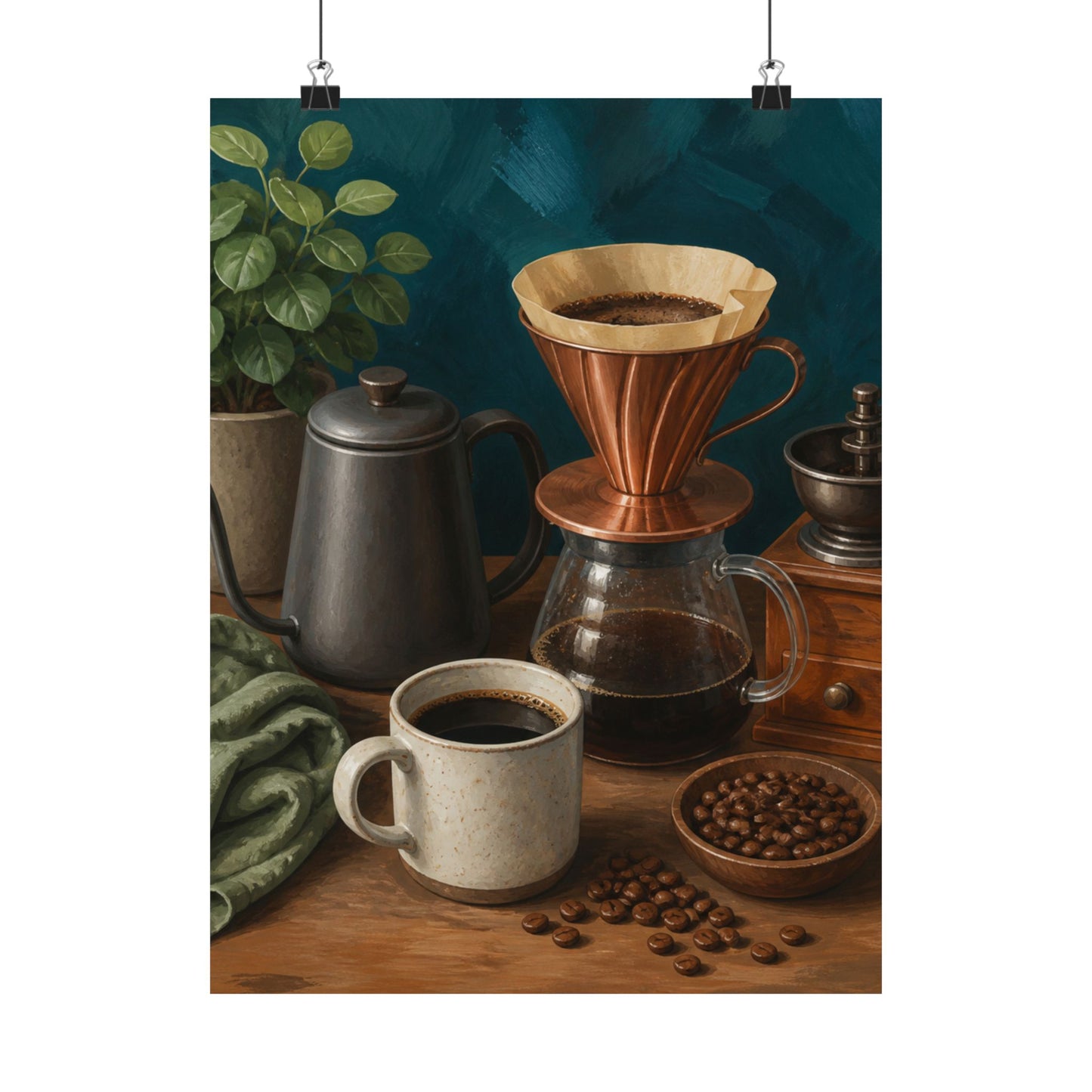 Warm Home Coffee Brewing Art Poster