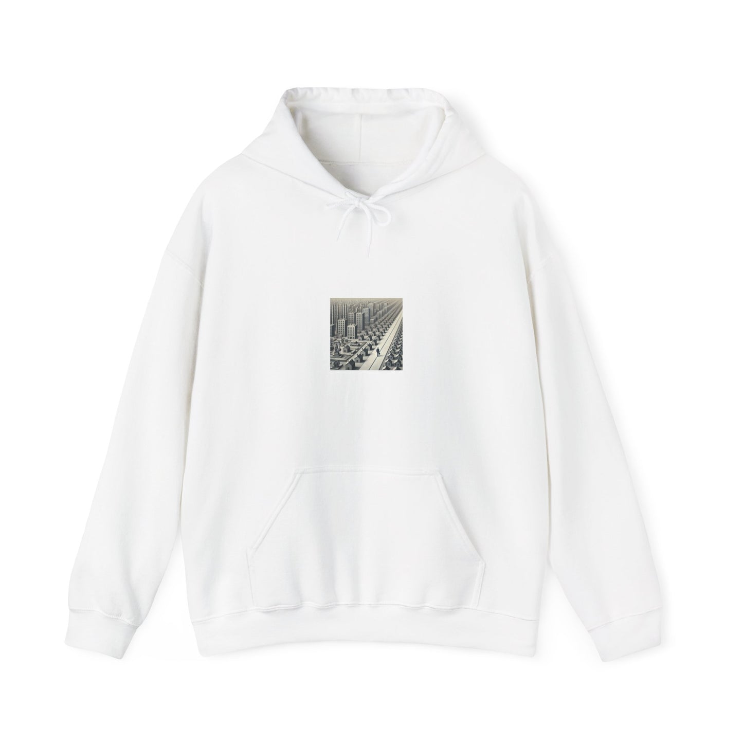 Monochrome Urban Factory Cityscape Graphic Hoodie Architecture Gift