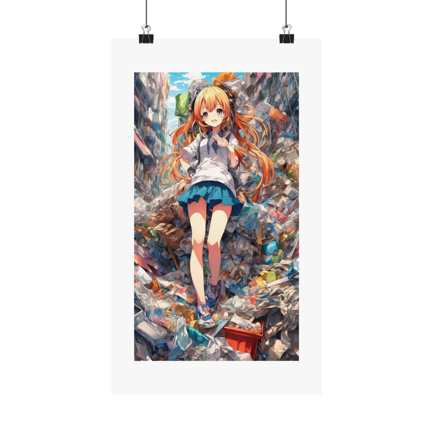 Recycling Rescue Anime Heroine Eco Street Art Poster