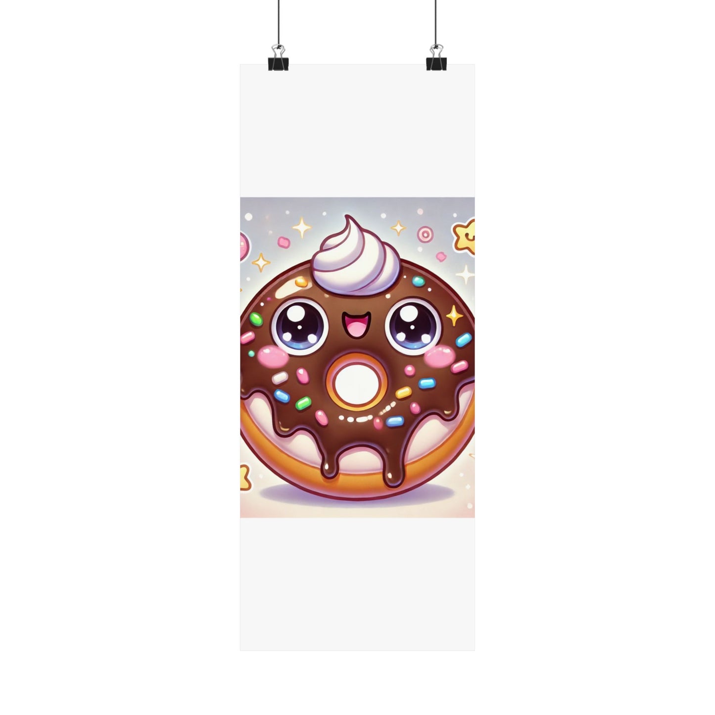 Kawaii Chocolate Donut Cute Dessert Art Poster