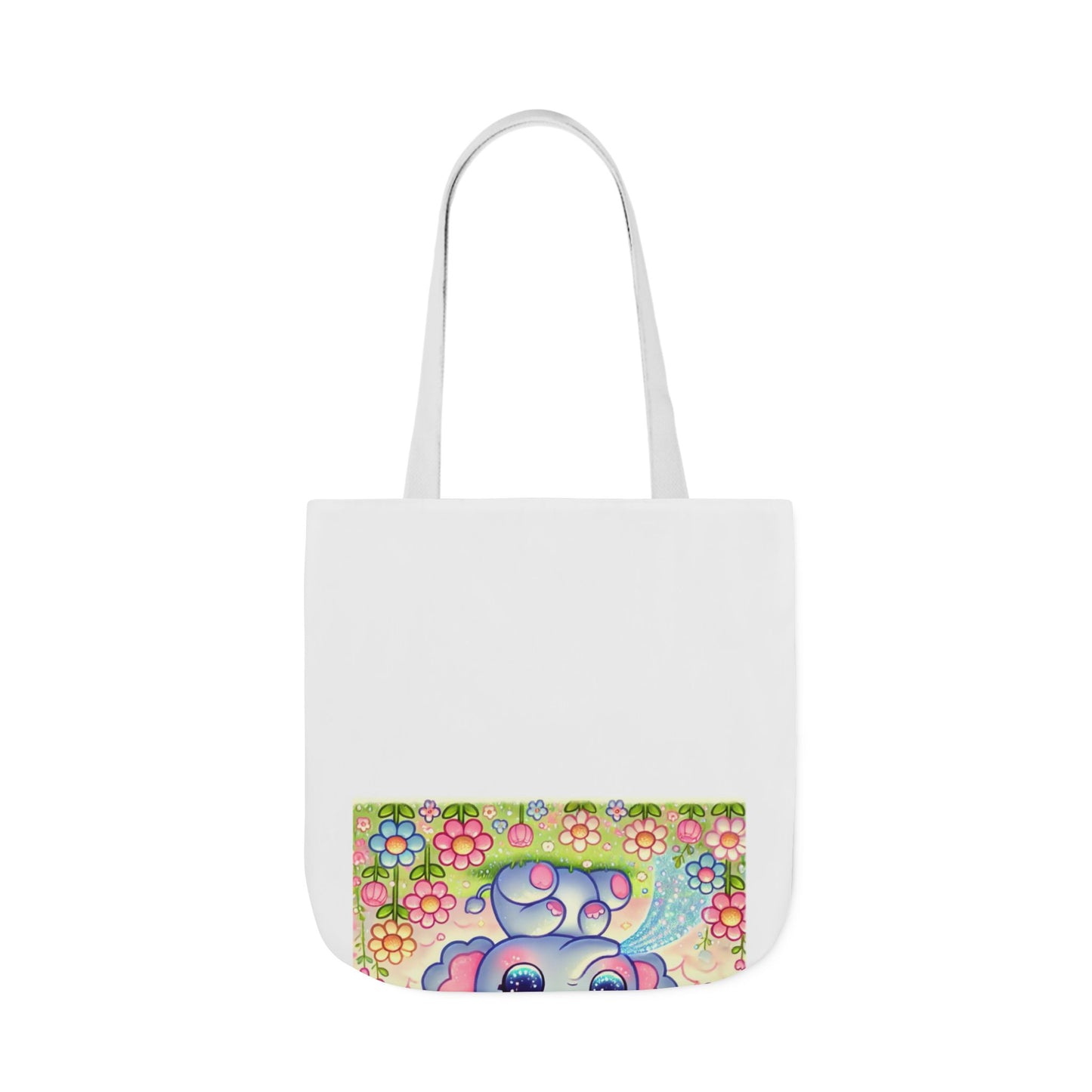 Pastel Rainbow Baby Elephant Floral Canvas Tote Bag