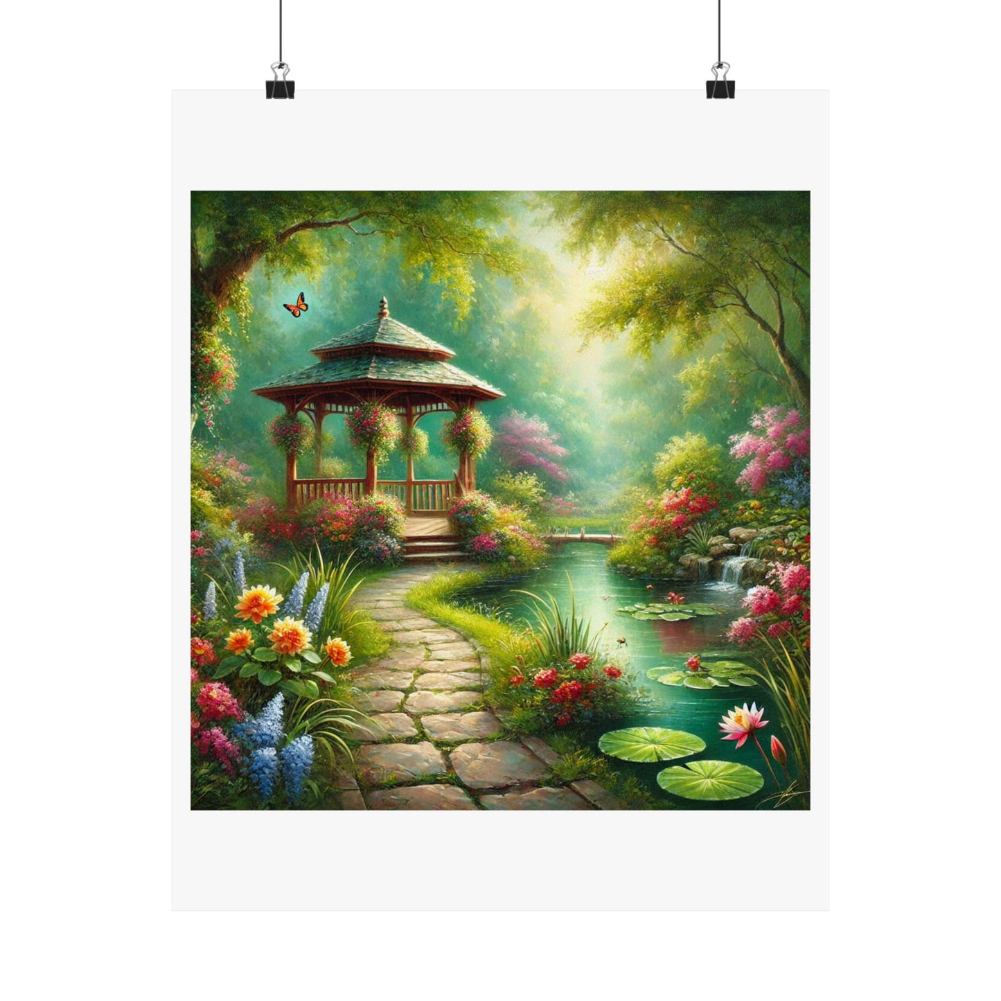 Spring Garden Gazebo Floral Landscape Poster