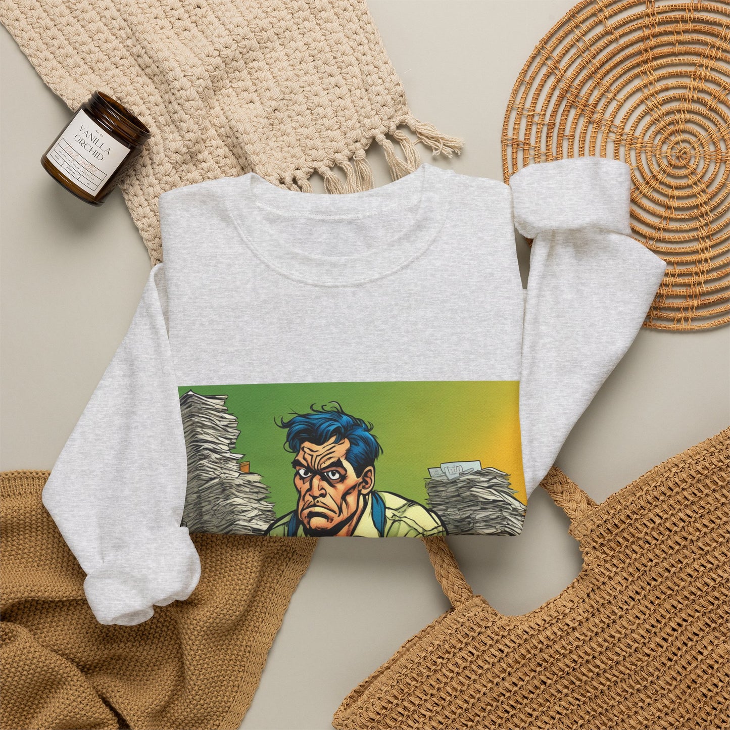 Paperwork Chaos Desk Worker Funny Office Art Sweatshirt