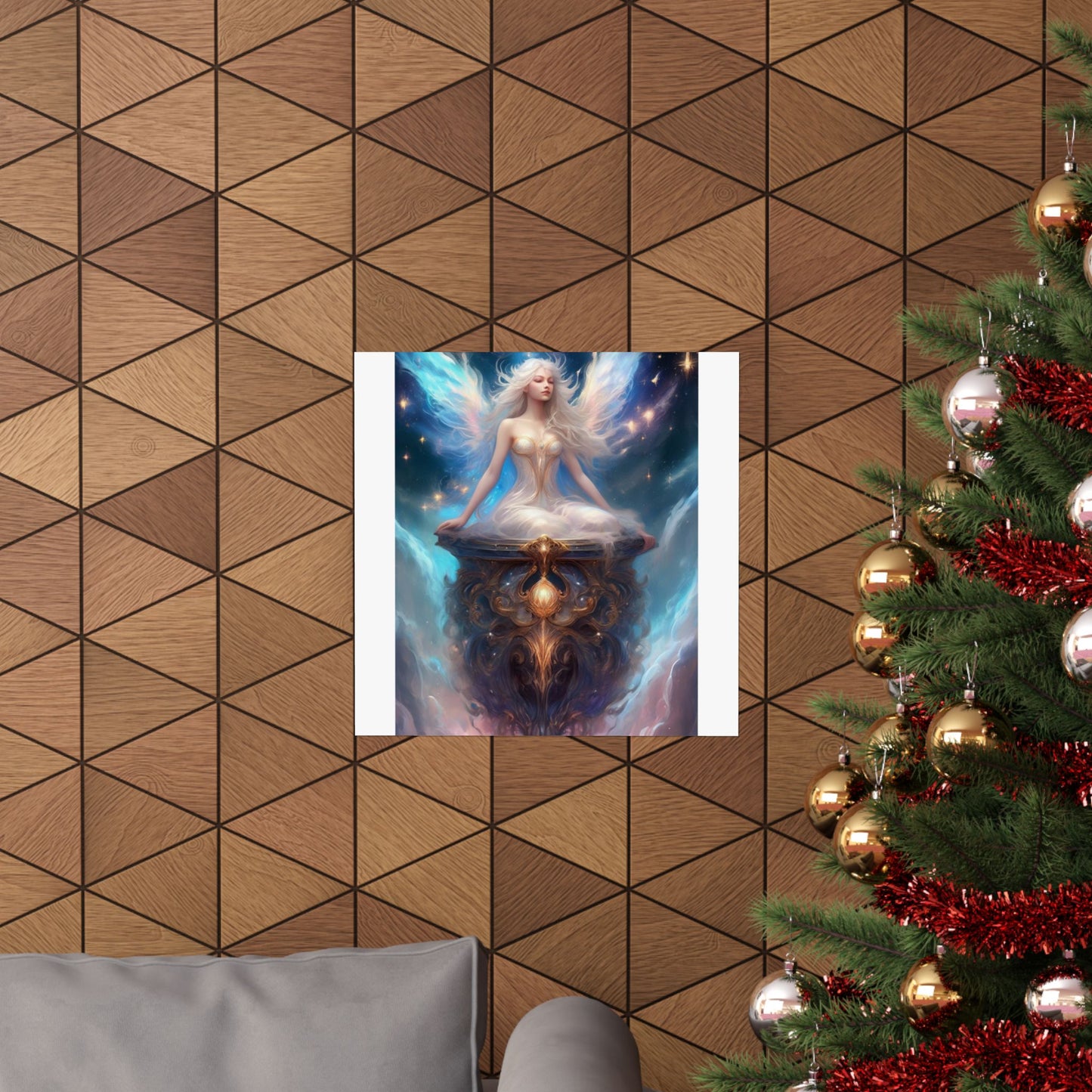 Celestial Winged Meditation Fantasy Portrait Poster