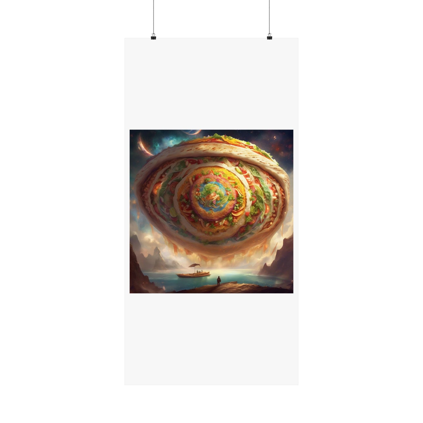 Cosmic Taco Portal Surreal Food Fantasy Art Poster