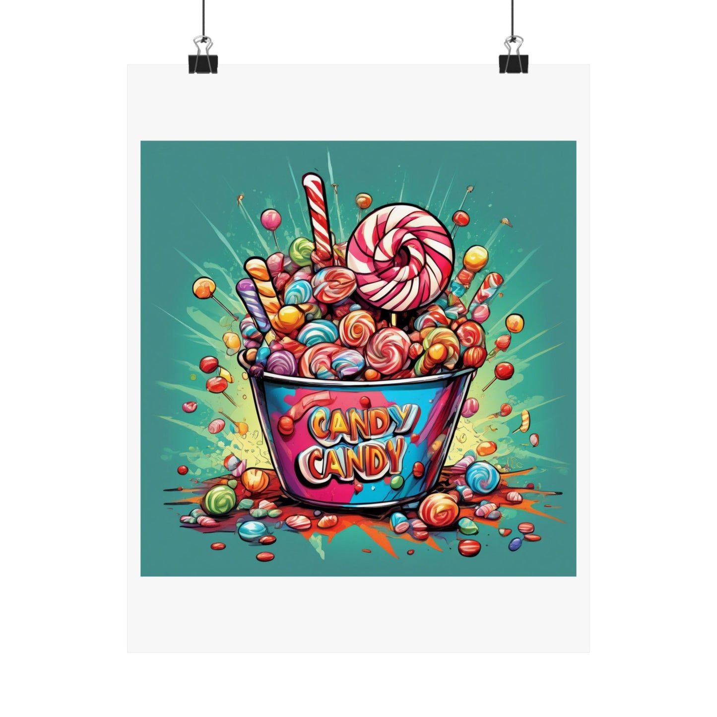 Holiday Candy Bucket Sweets Gift Art Poster