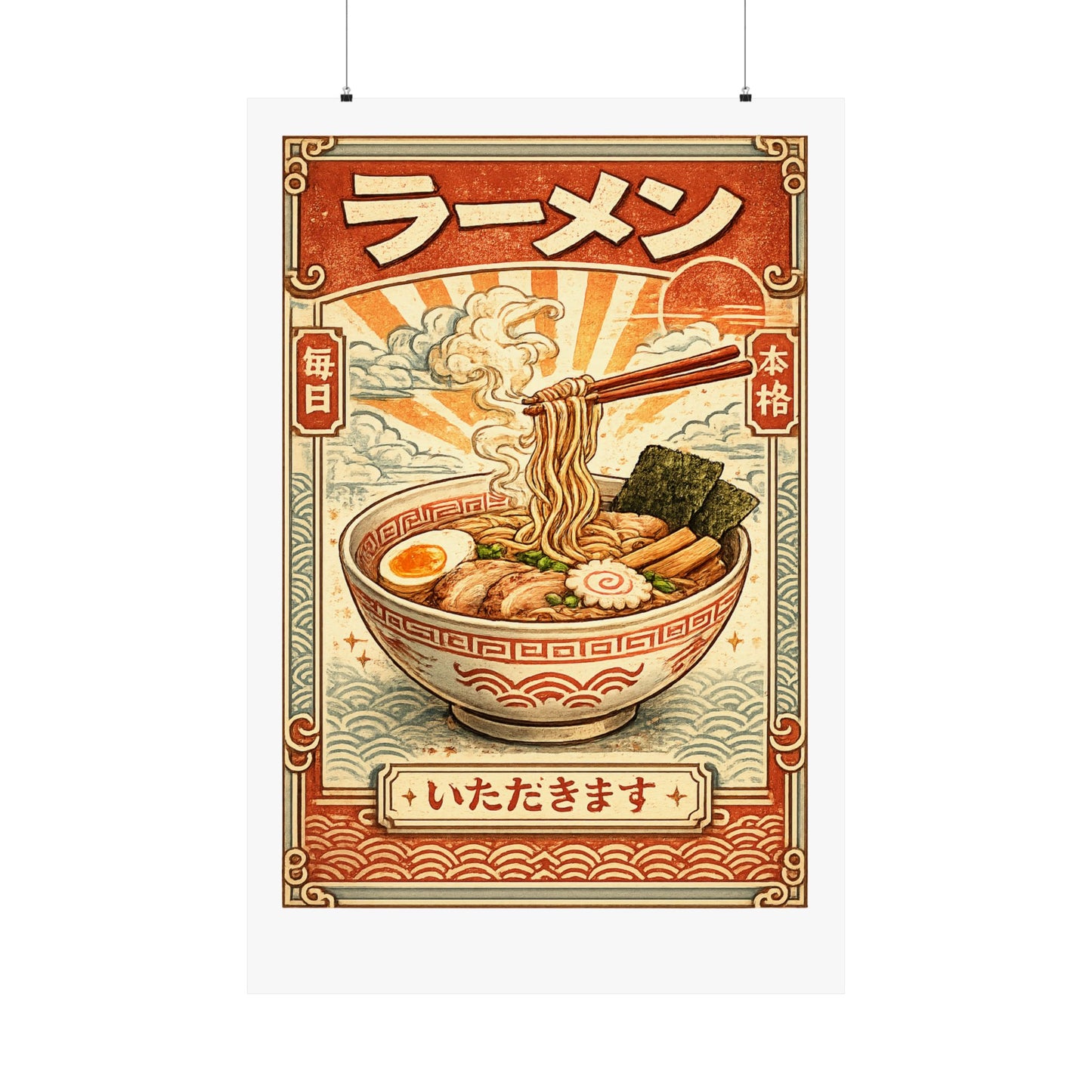 Vintage Ramen Bowl Japanese Food Art Poster