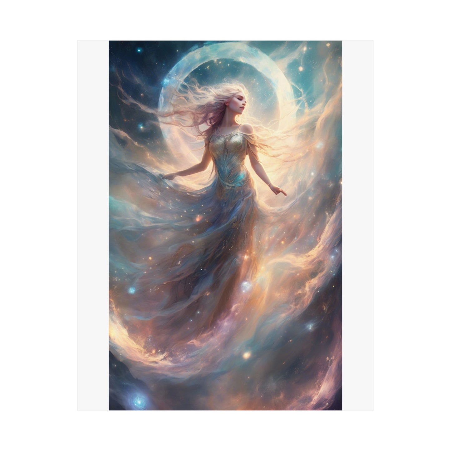 Moonlit Celestial Dancer Fantasy Portrait Poster
