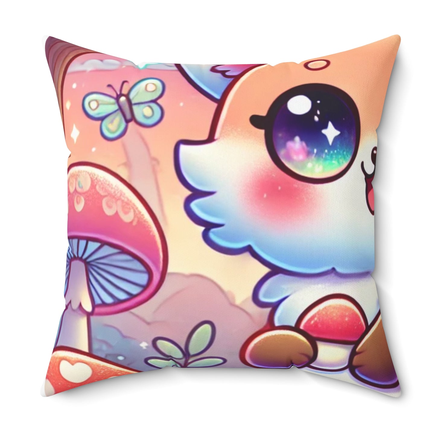 Pastel Woodland Fox Mushroom Kawaii Decorative Pillow