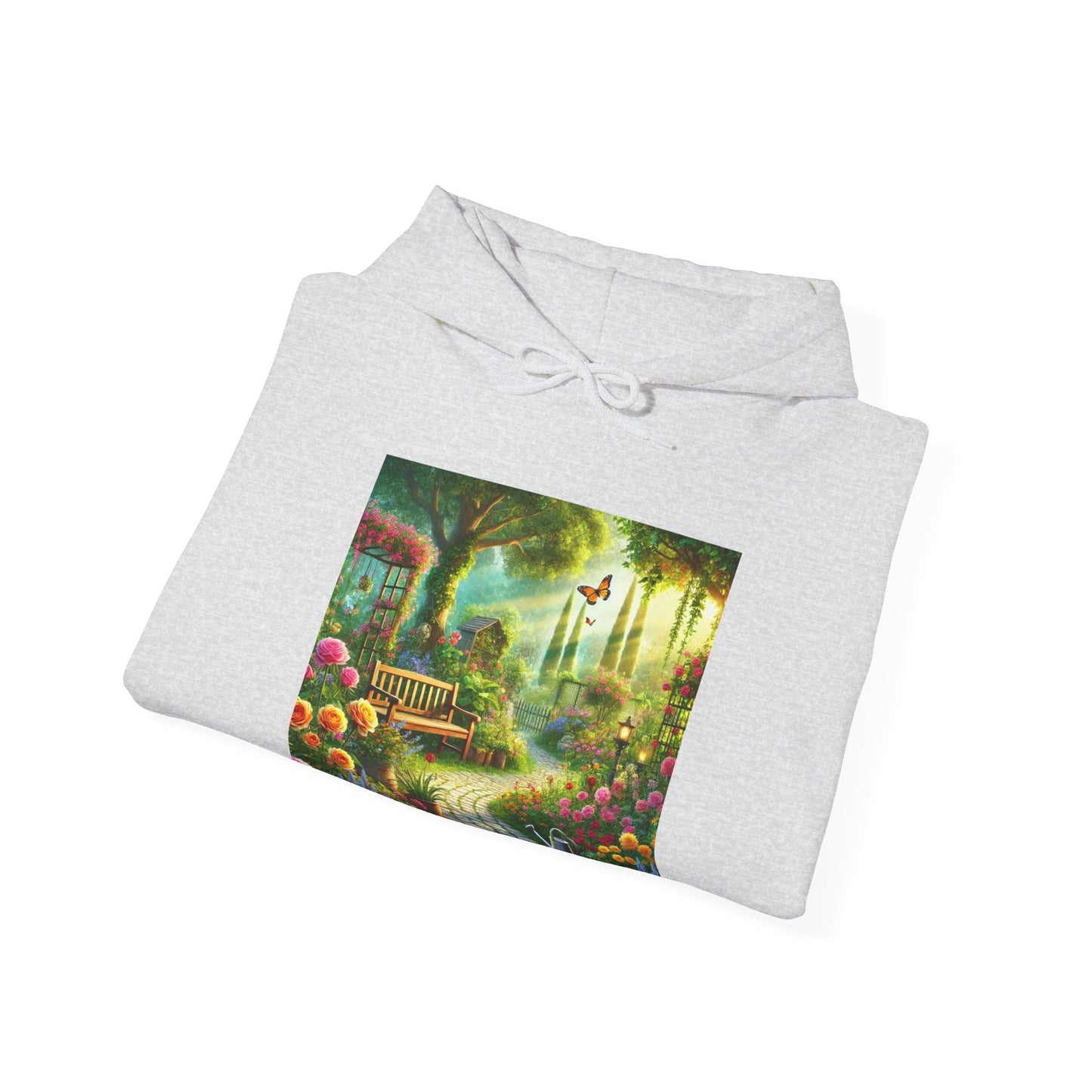 Sunlit Spring Flower Garden Bench Hoodie