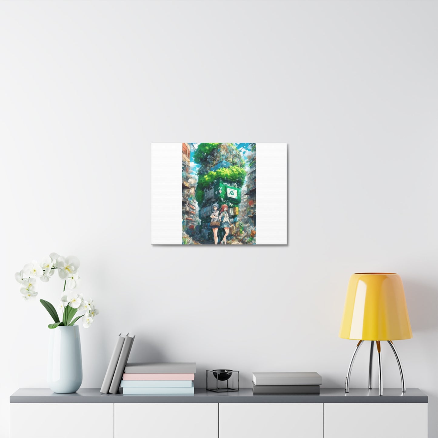 Urban Recycling Anime Friends Eco City Canvas Print