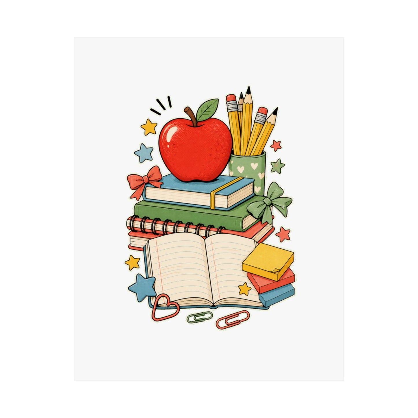 Apple Pencil Desk Stack Classroom Poster