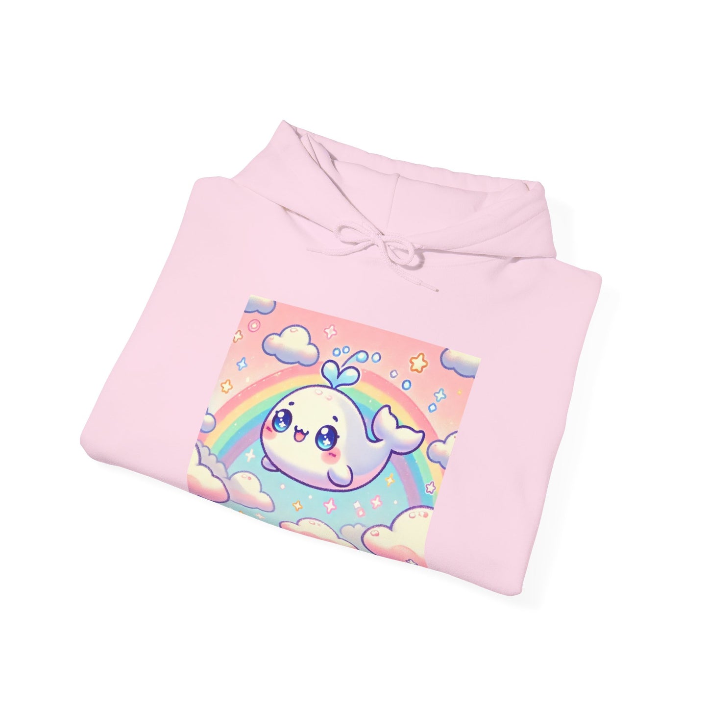 Kawaii Rainbow Whale Pastel Cloud Hoodie