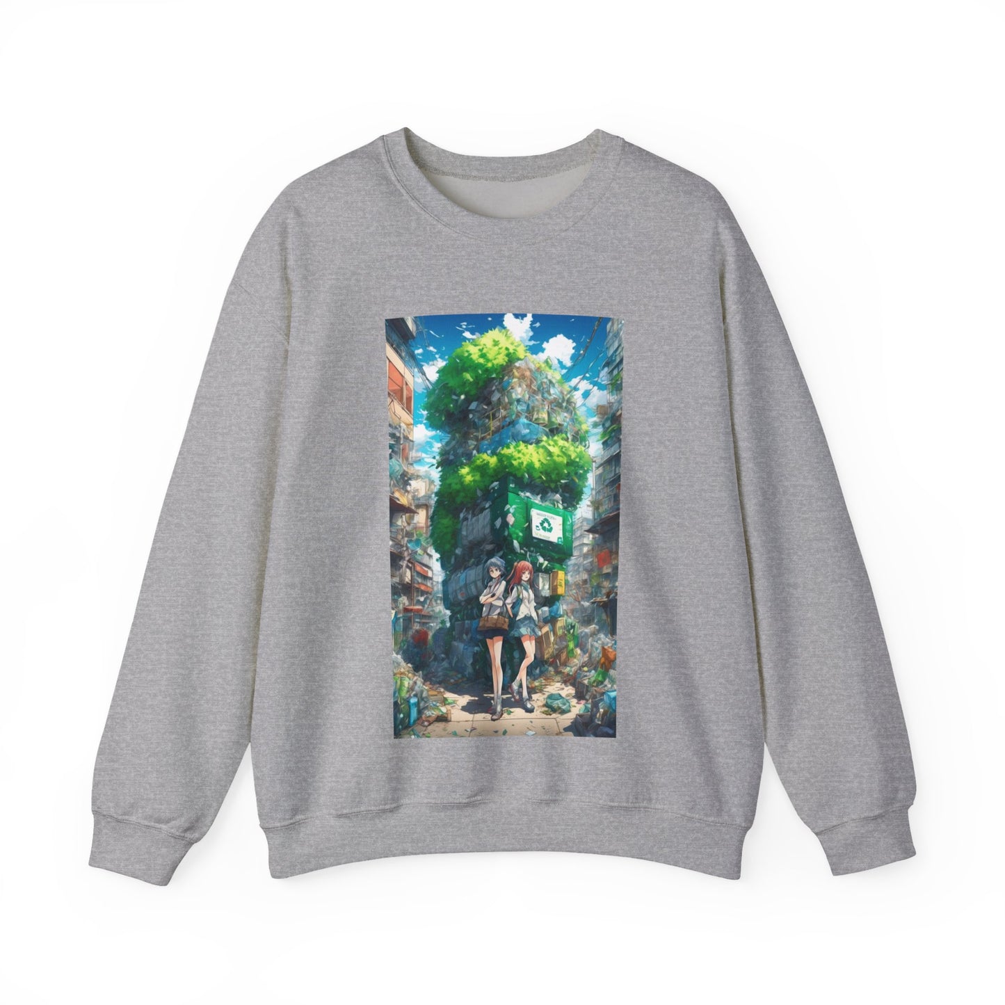Urban Recycling Anime Friends Green City Sweatshirt