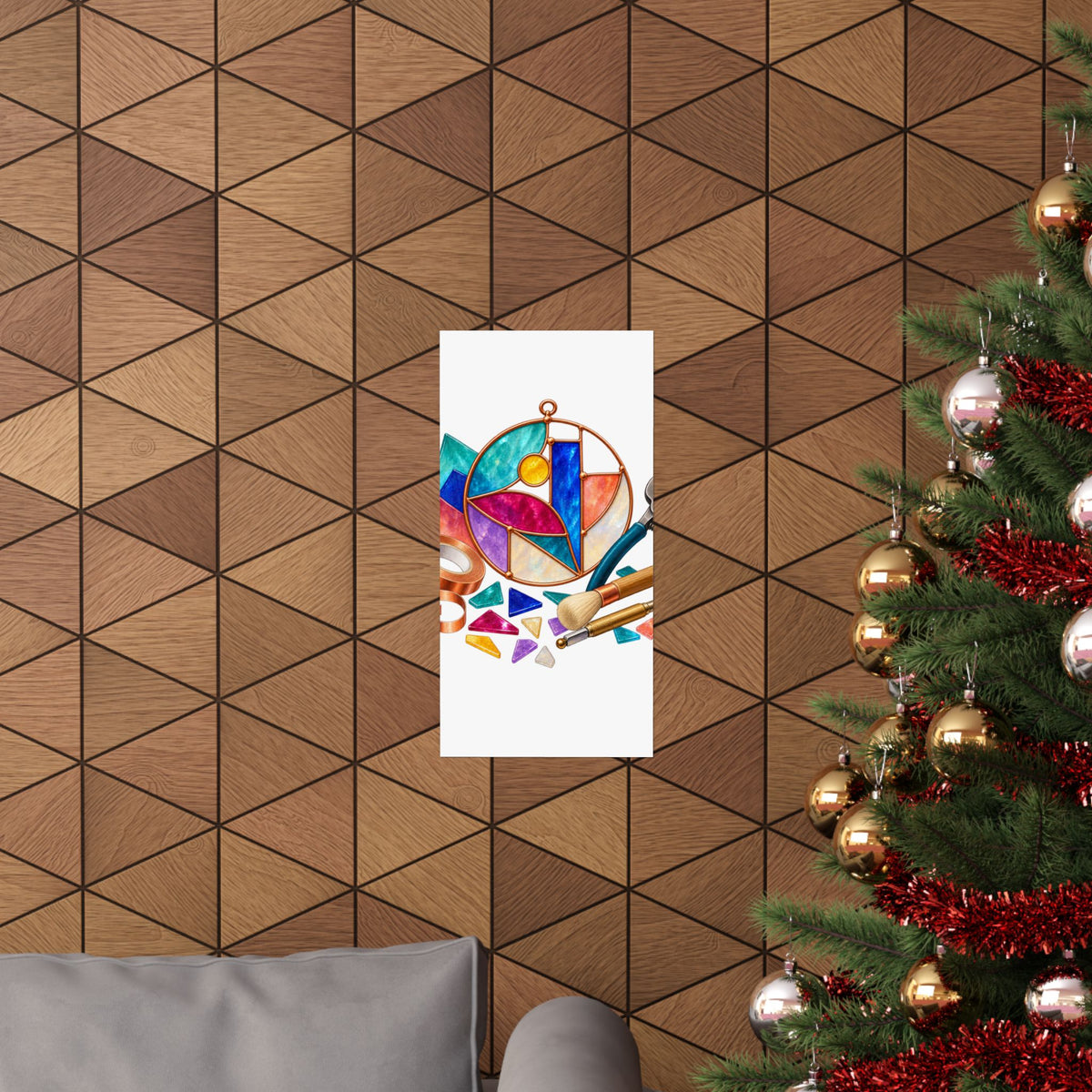 Abstract Stained Glass Suncatcher Workshop Poster