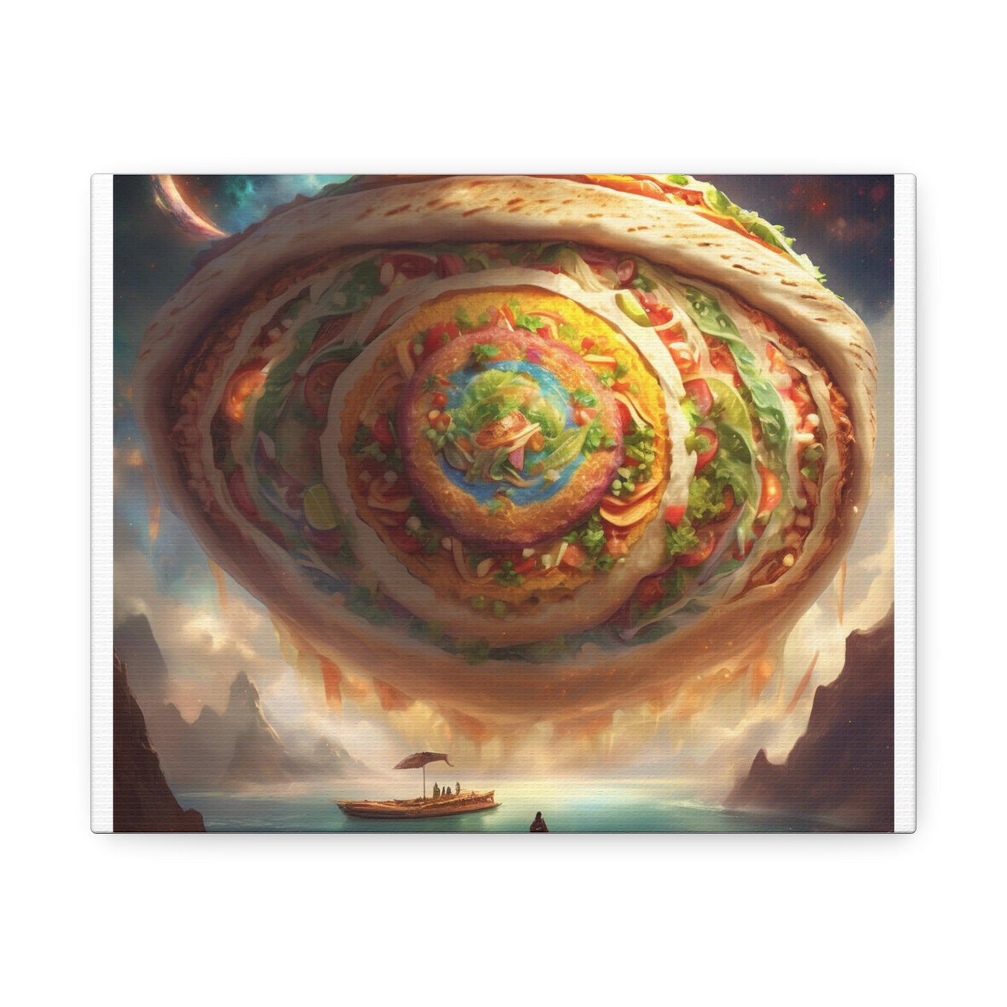Cosmic Taco Portal Surreal Food Fantasy Art Canvas