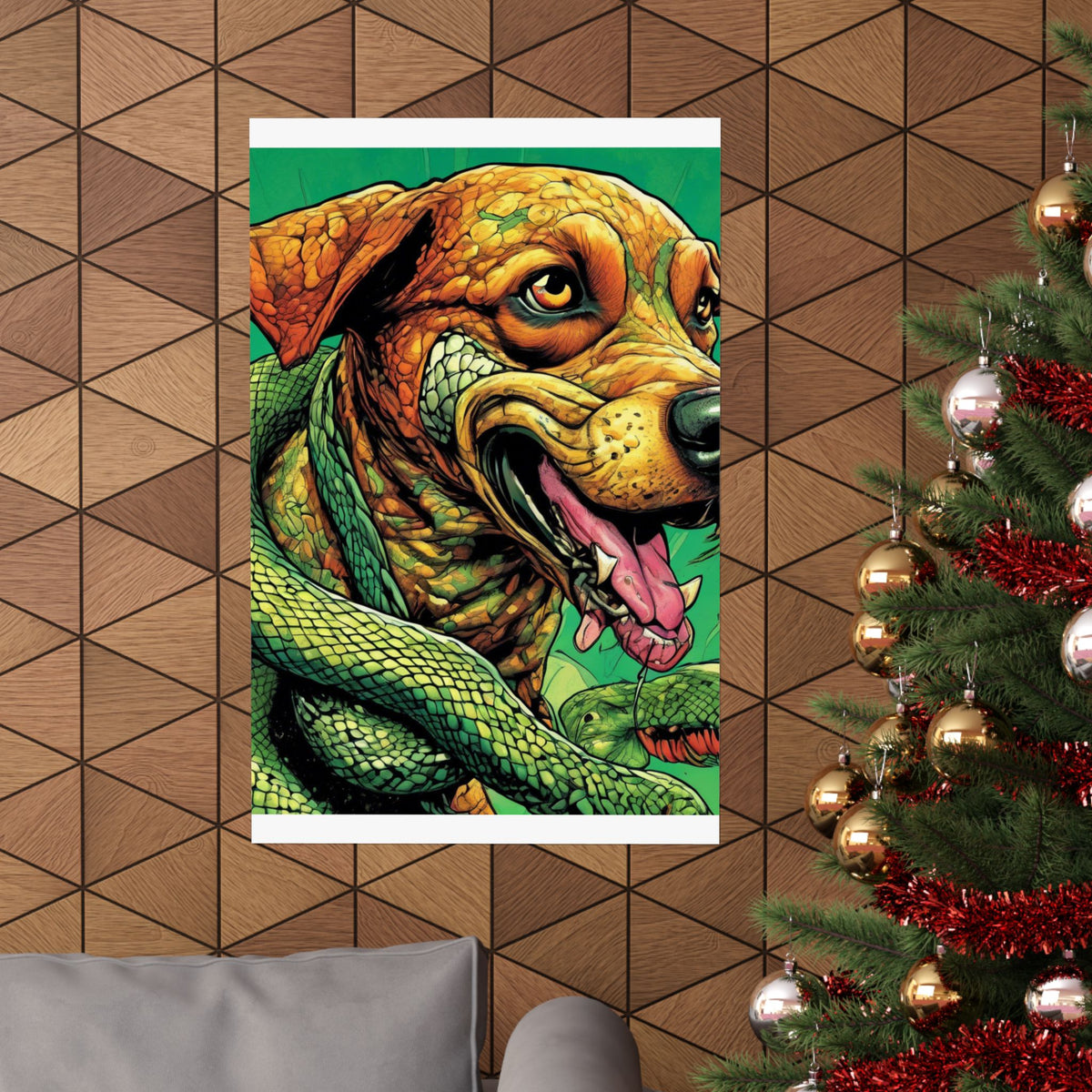 Serpent Guardian Dog Bold Fantasy Creature Art Poster