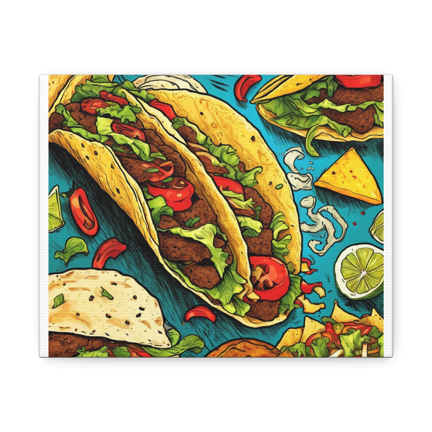 Taco Party Pattern Foodie Gift Art Canvas