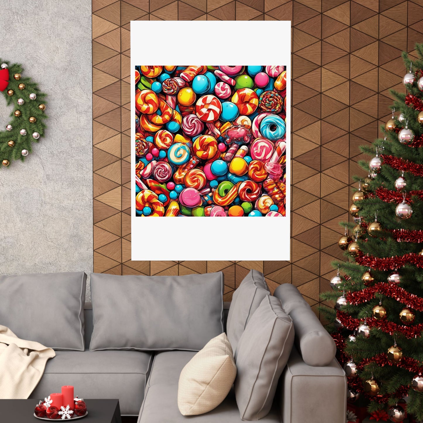 Colorful Candy and Lollipop Pattern Poster