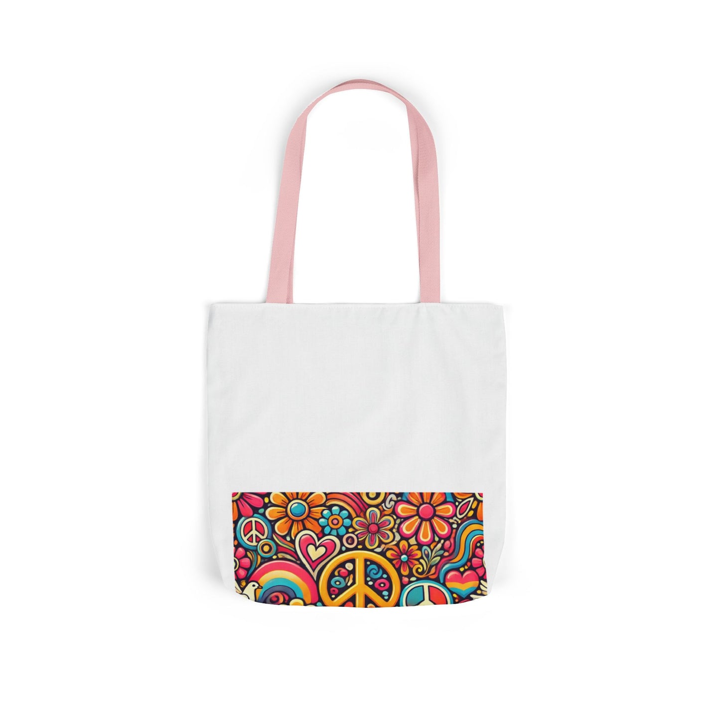 Colorful Peace Floral Pattern Canvas Tote Bag