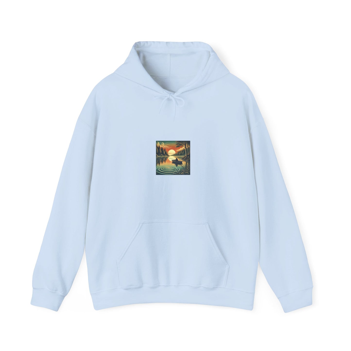 Sunset Lake Fishing Retreat Outdoors Graphic Hoodie for Anglers Gift