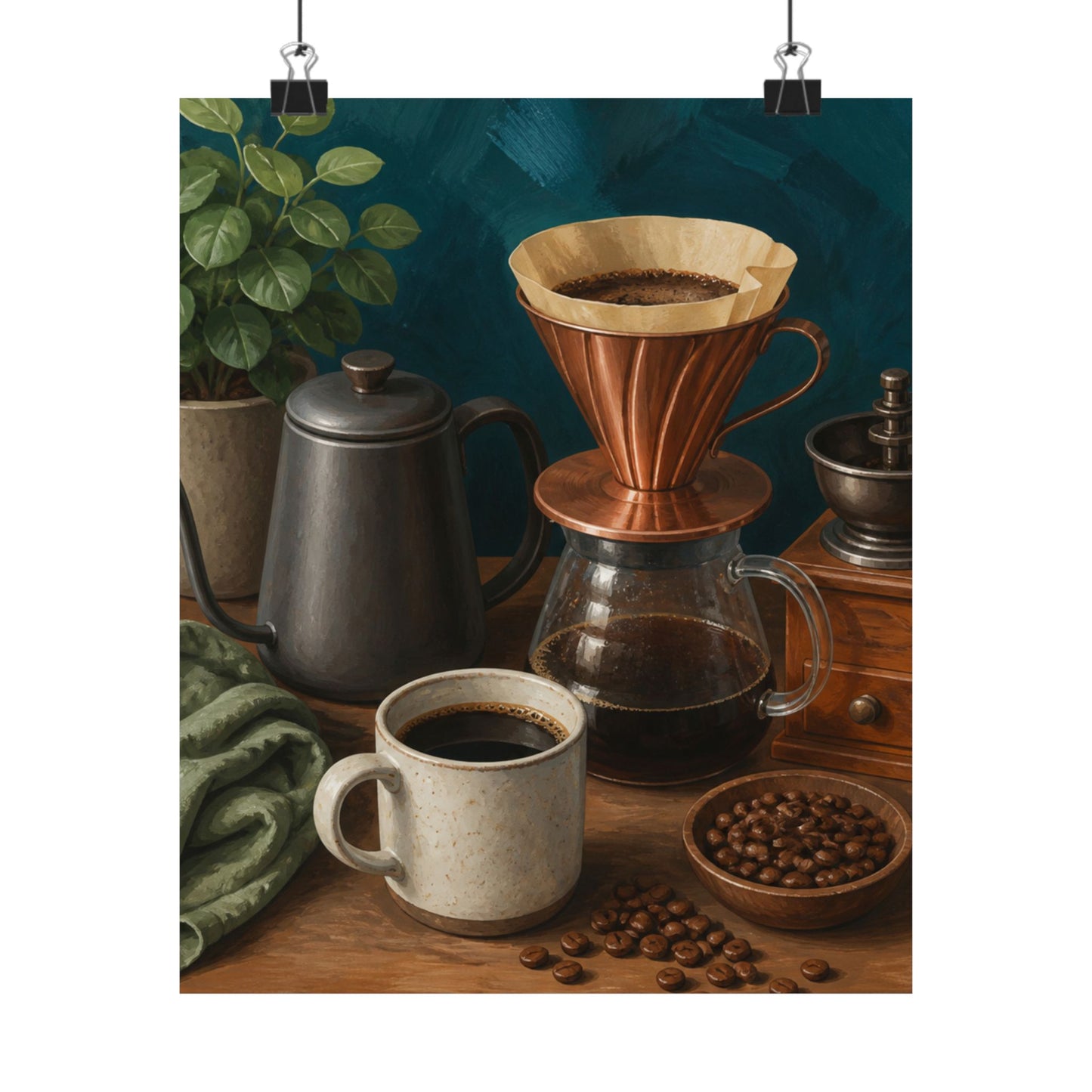 Warm Home Coffee Brewing Art Poster