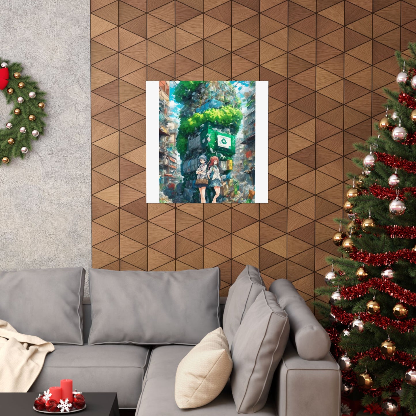 Urban Recycling Anime Friends Green City Wall Poster
