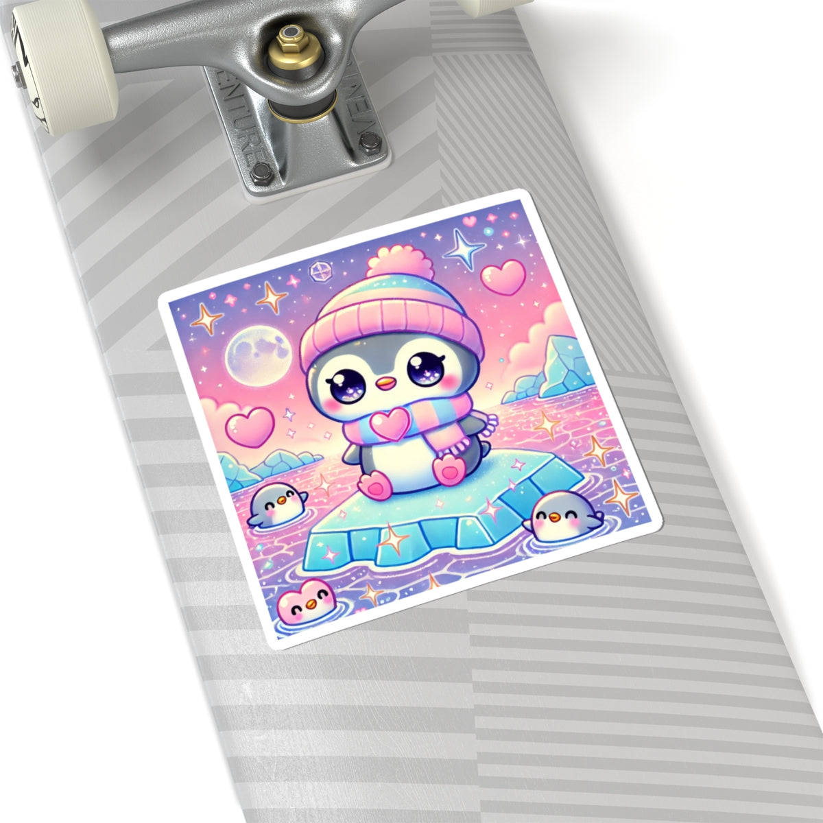 Cute Winter Penguin Ice Floe Kawaii Art Sticker